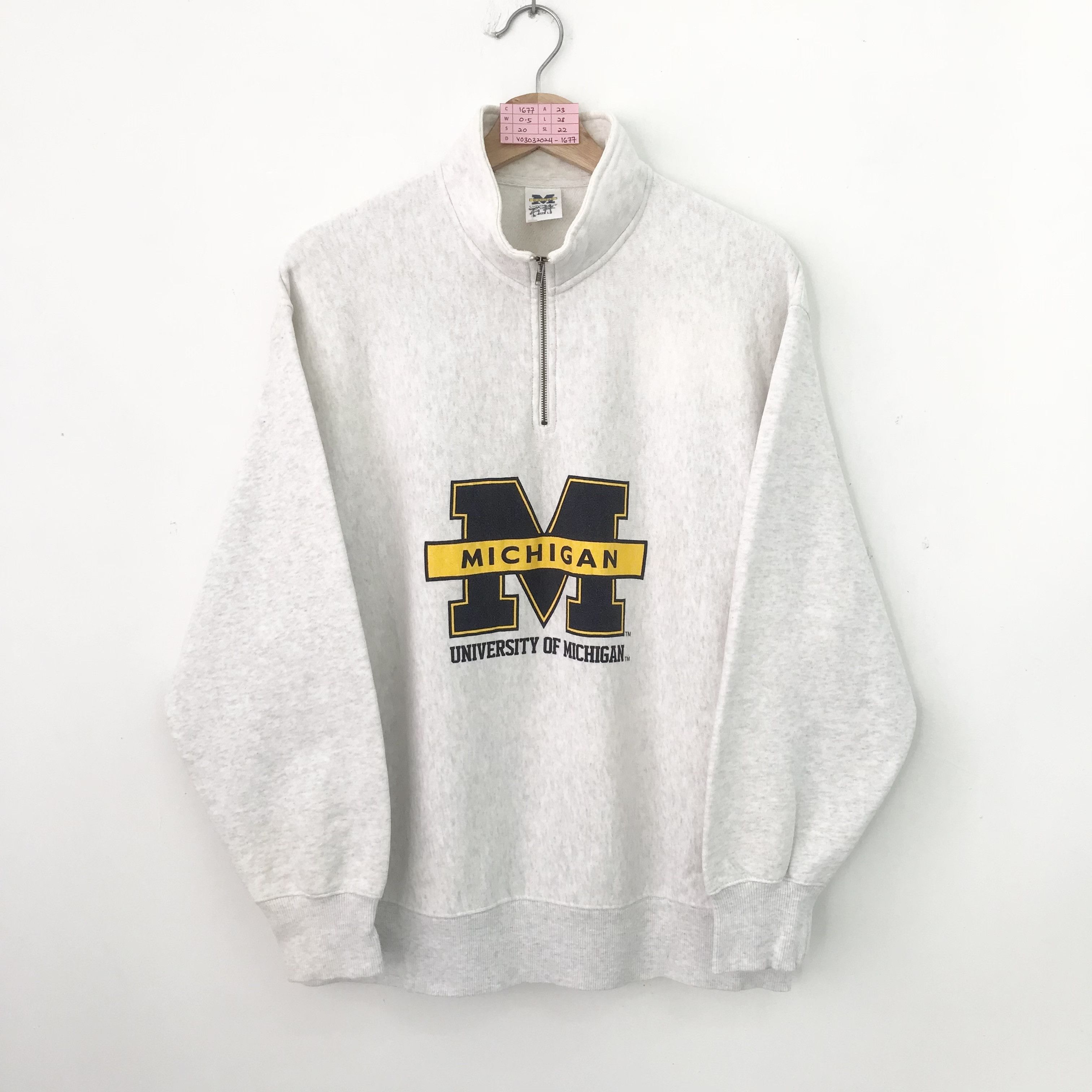 image of American College x Made In USA Vintage 90's University Of Michigan Wolverines Sweatshirt in Grey (S