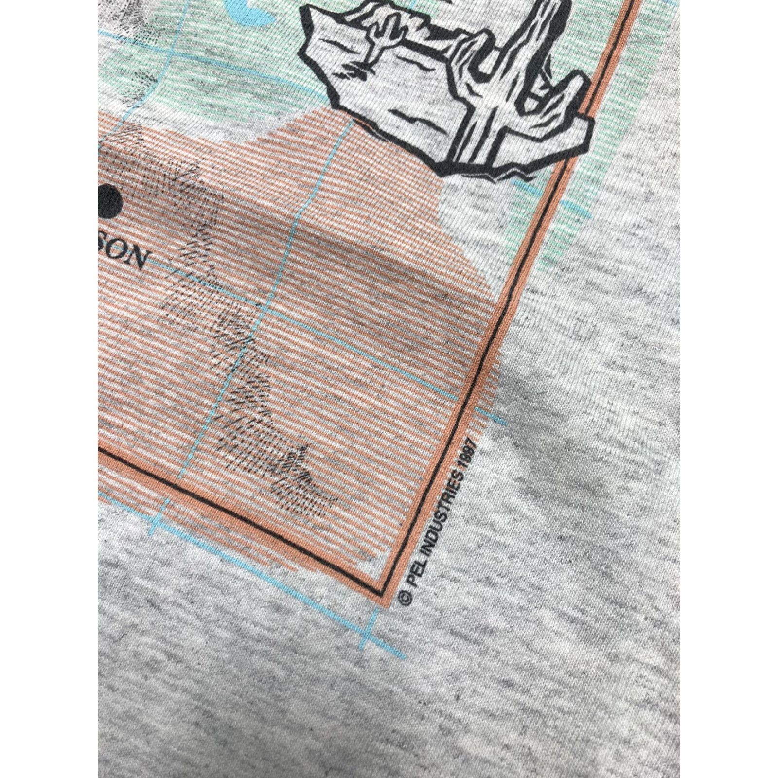 Vintage VINTAGE 90s graphic T-Shirt Arizona state map Grand Canyon eagle hiking Men XL Gray Size US XL / EU 56 / 4 - 4 Thumbnail