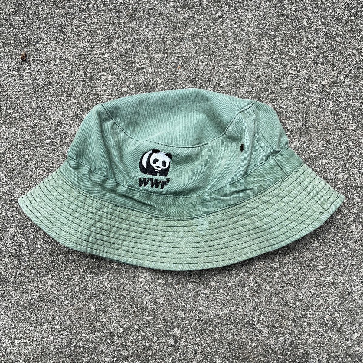 Vintage Vintage WWF Mint Green Sun Faded Bucket Hat Y2K Size ONE SIZE - 1 Thumbnail