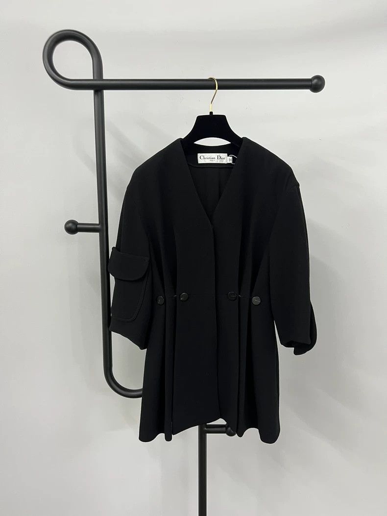 Dior Dior Black Wool Mid-Length Coat - dmc Size US S / EU 44-46 / 1 - 1 Thumbnail