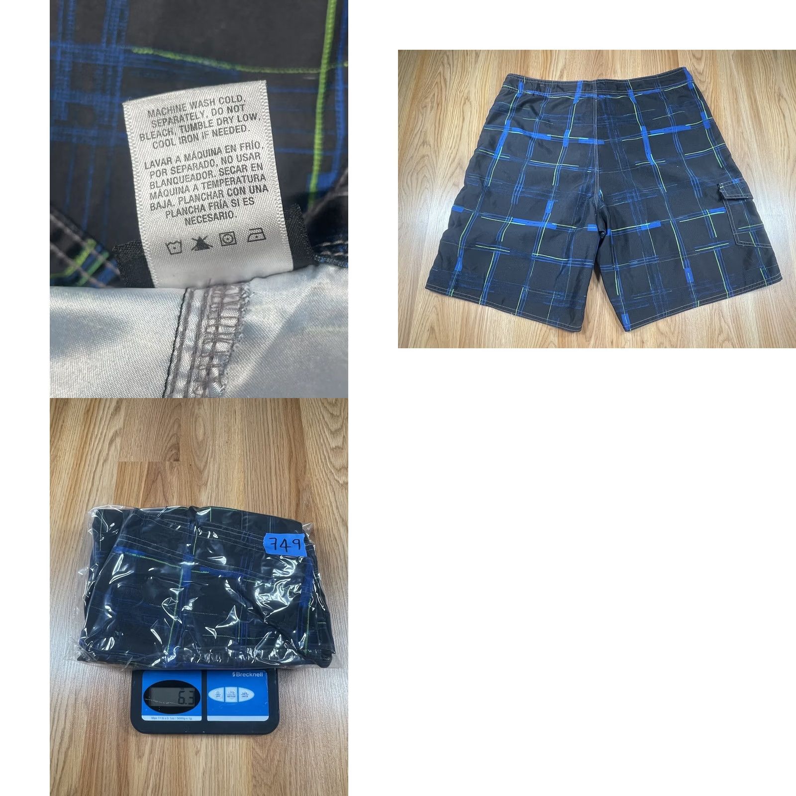 Joe Boxer Joe Boxer Shorts Mens 36 Blue Drawstrings Plaid Swim Trunks Size Polyester Size US 36 / EU 52 - 8 Thumbnail
