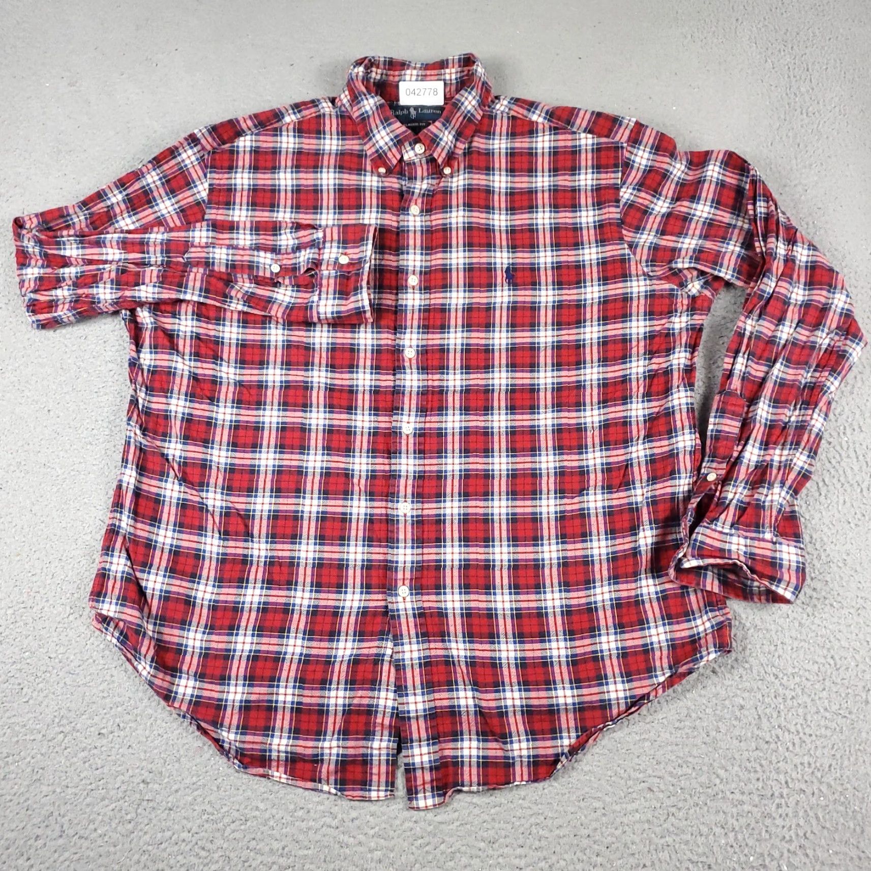 Ralph Lauren Ralph Lauren Shirt Mens XL Red Plaid Pony Casual Button-Up Long Sleeve - Cotton Modern Preppy Classic - Mens XL Red Plaid Button-Down Shirt Size US XL / EU 56 / 4 - 3 Thumbnail