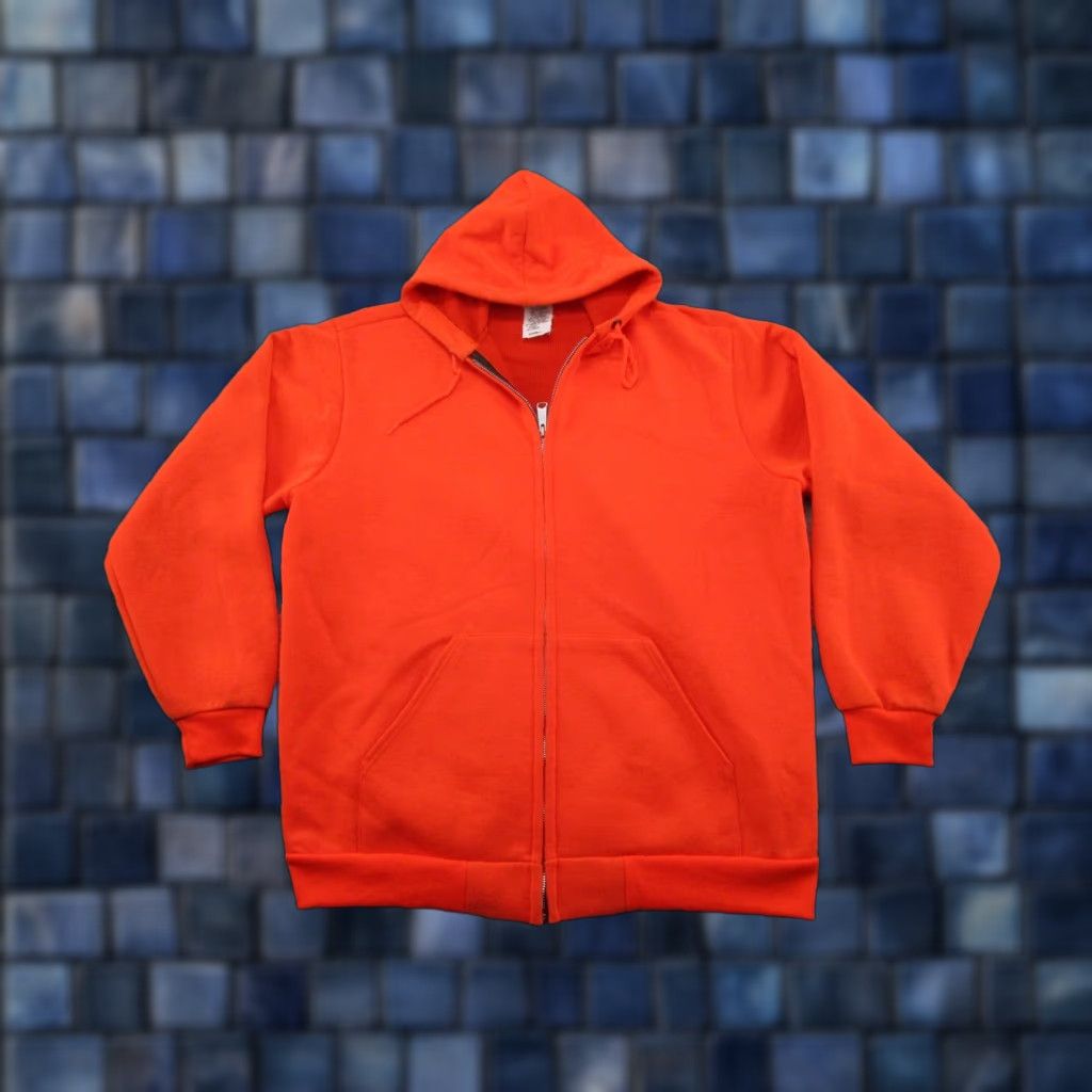 Vintage VTG Muleskins Hoodie Mens XL Blaze Orange Work Thermal Lined Zip Sweatshirt 90s Size US XL / EU 56 / 4 - 1 Thumbnail