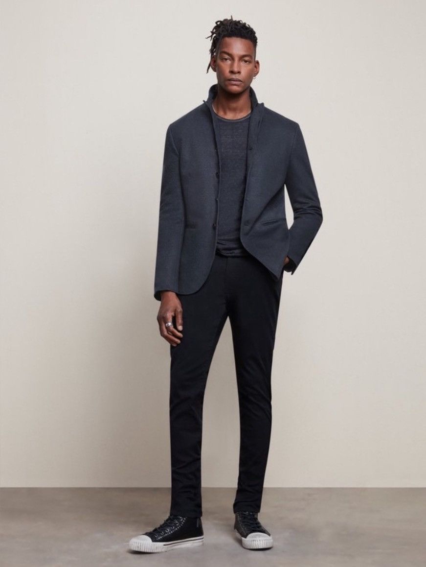 image of John Varvatos Slim Fit Convertible Lapel Jacket. 40 in Blue, Men's (Size Medium)