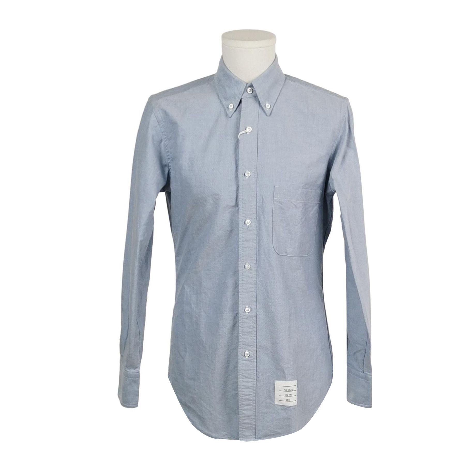 Thom Browne Cotton Solid Collar Long-Sleeve Shirt M