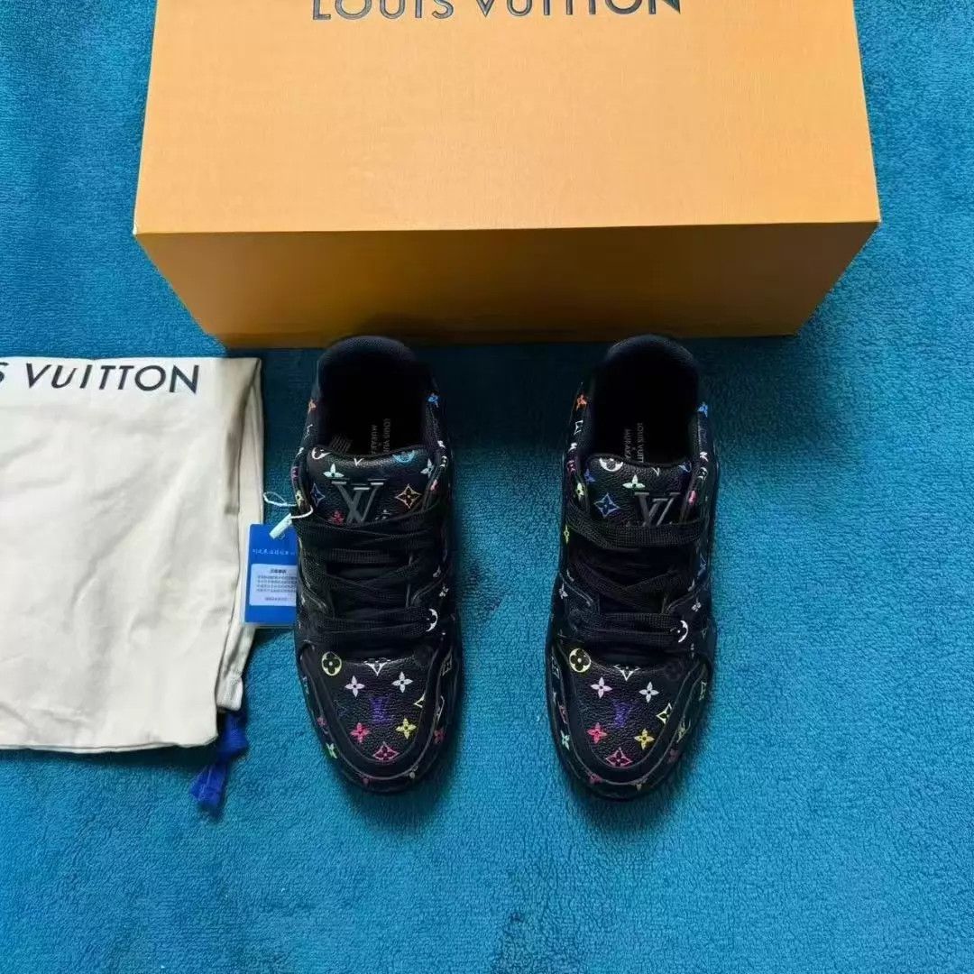 Louis Vuitton Murakami x LV Rainbow Logo Allover Low Trainer Black Size US 8 / IT 38 - 1 Thumbnail
