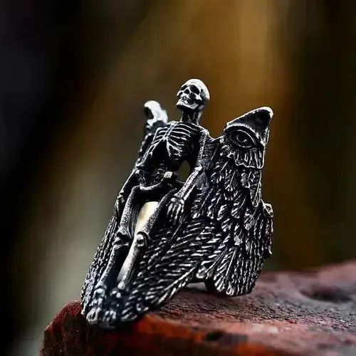 Jewelry Skull Angel Ring Skull Wings Ring🔥🔥🔥 Size ONE SIZE - 2 Thumbnail
