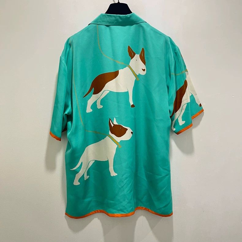 Gucci Gucci Green Bull Terrier Printed Animal Silk Shirt 2501-Nex Size US M / EU 48-50 / 2 - 3 Thumbnail