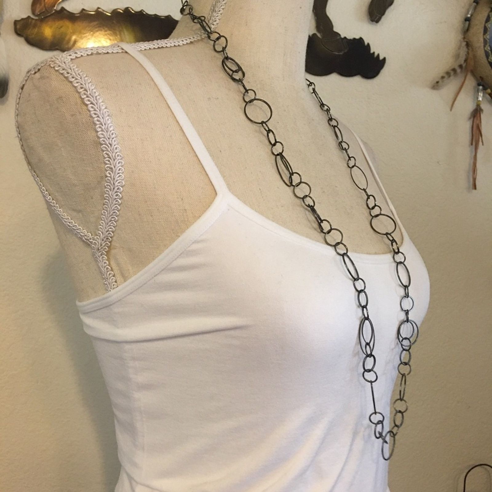 Jewelry NY&Co dark chrome chain link long necklace Size ONE SIZE - 2 Thumbnail