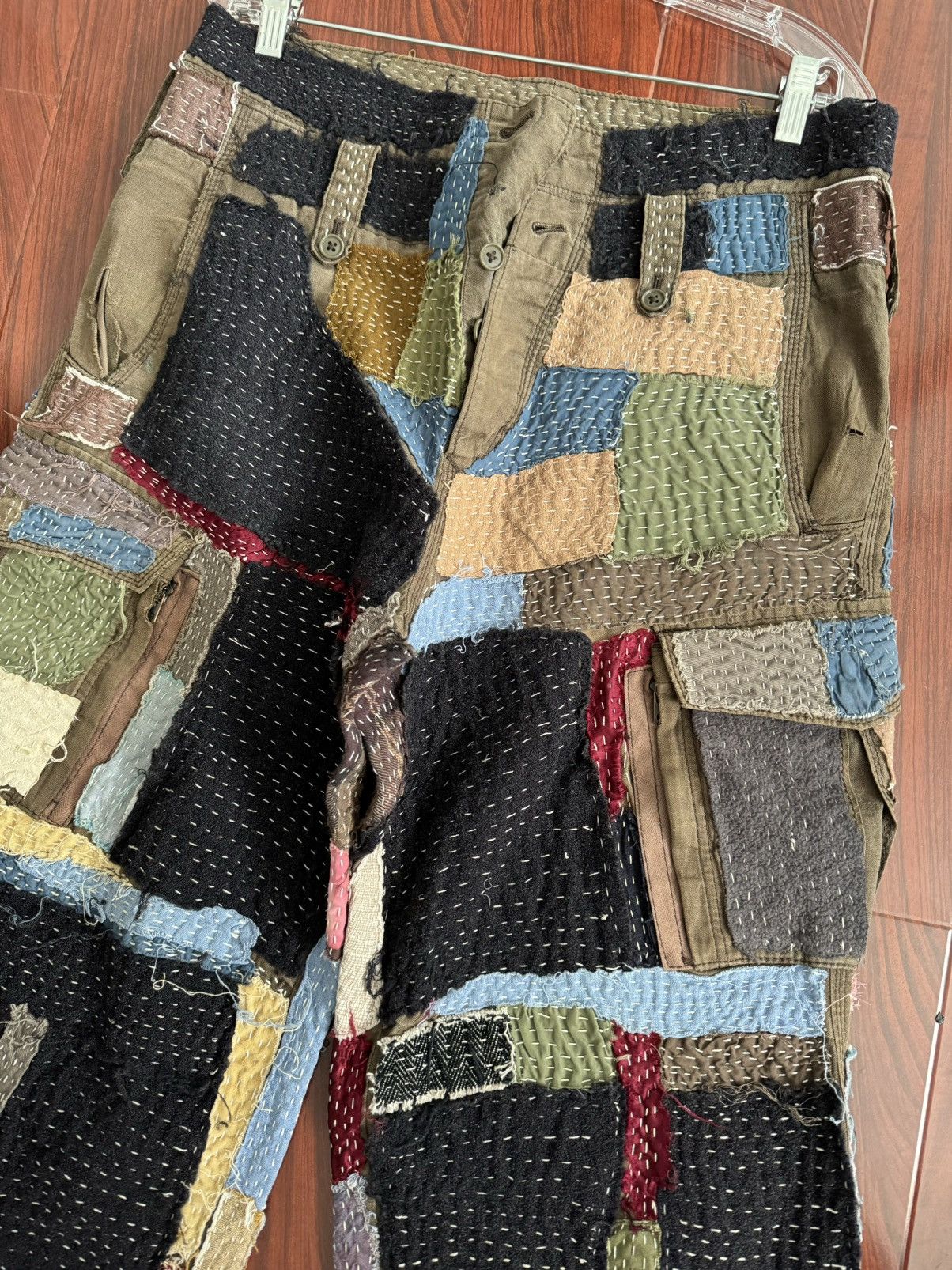 Yohji Yamamoto Custom Hand Stitched 1 of 1 Boro Patchwork Cargo Pants Size US 34 / EU 50 - 1 Thumbnail