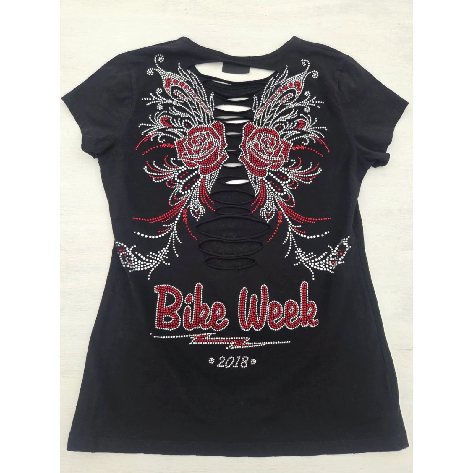 Vintage VINTAGE Bike Week Daytona Beach T Shirt Womens XL Biker Clothing Company Rhinestone READ Size XL / US 12-14 / IT 48-50 - 5 Thumbnail