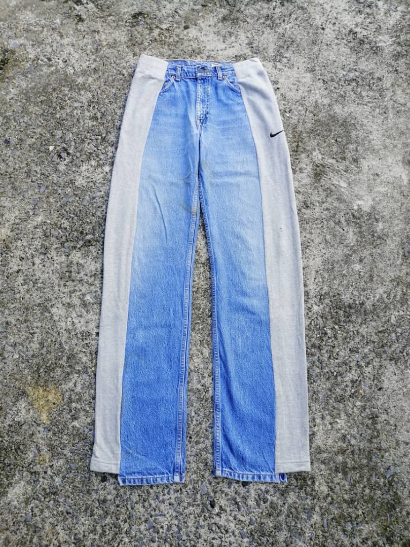 Levi's × Levi's Vintage Clothing Levi's 505 Regular Fit Straight Leg Custom Nike Pants Jeans Size US 30 / EU 46 - 1 Thumbnail