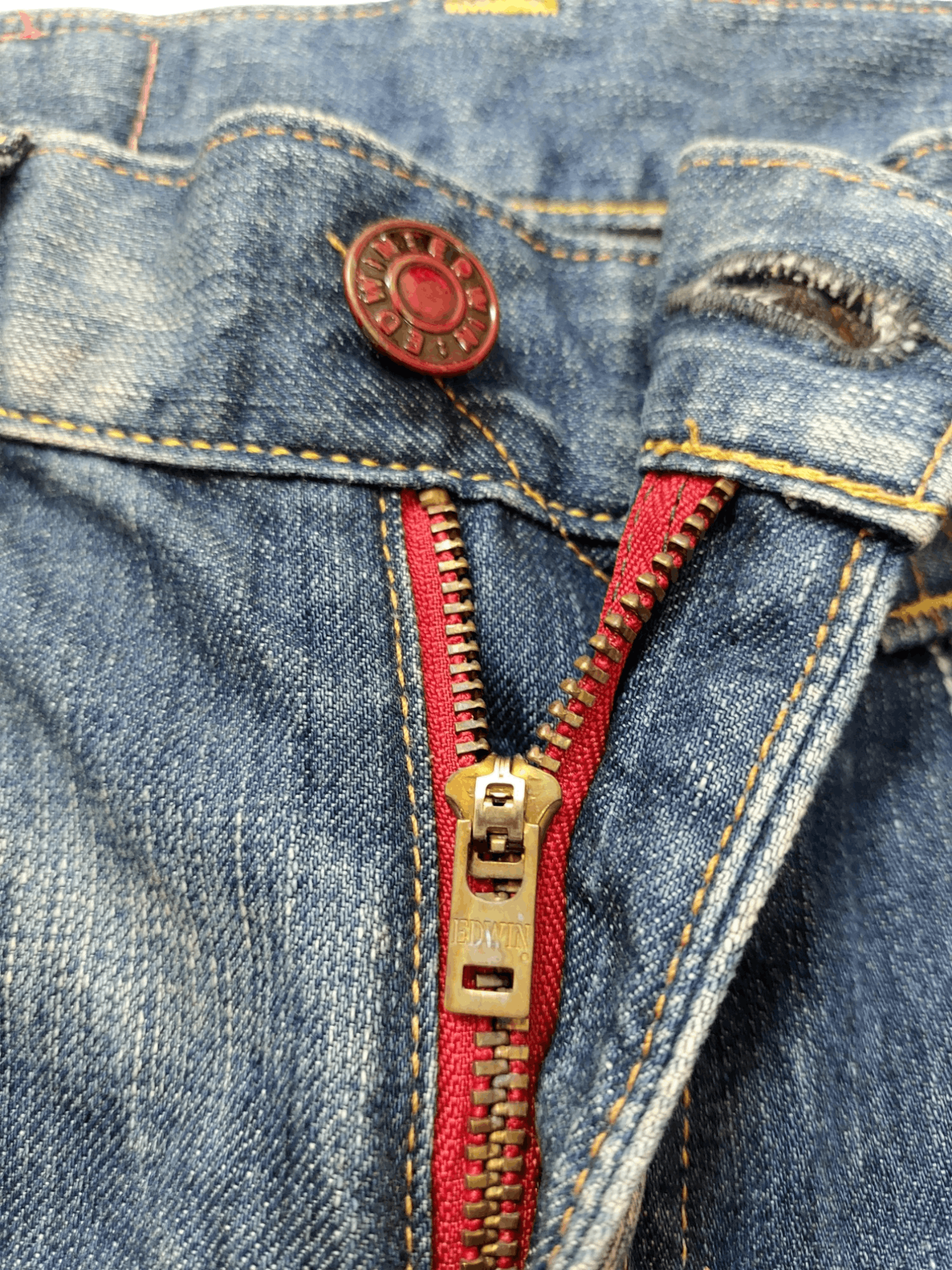 Edwin 💥Flare Vintage Edwin 503 Blue Trip Jeans Denim Size US 30 / EU 46 - 12 Thumbnail
