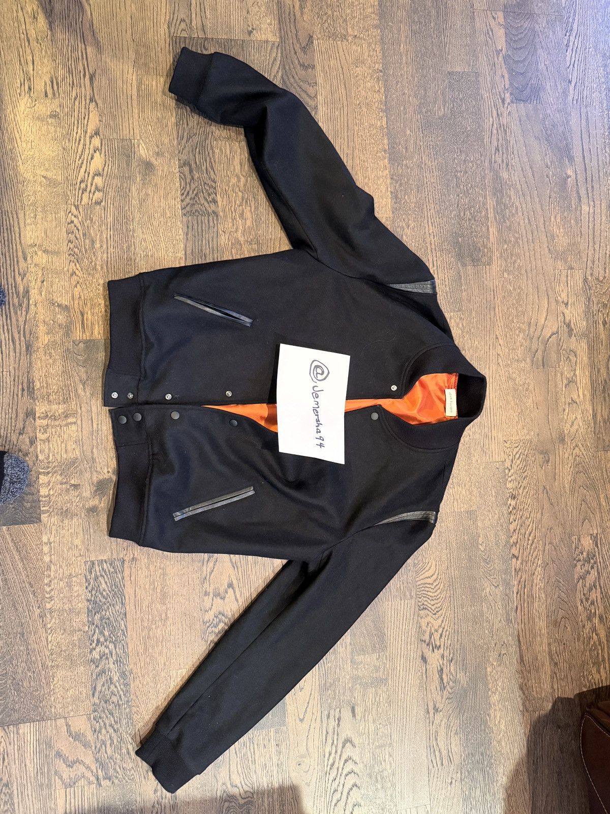 John Elliott Black leather and wool varsity jacket Size US L / EU 52-54 / 3 - 1 Thumbnail