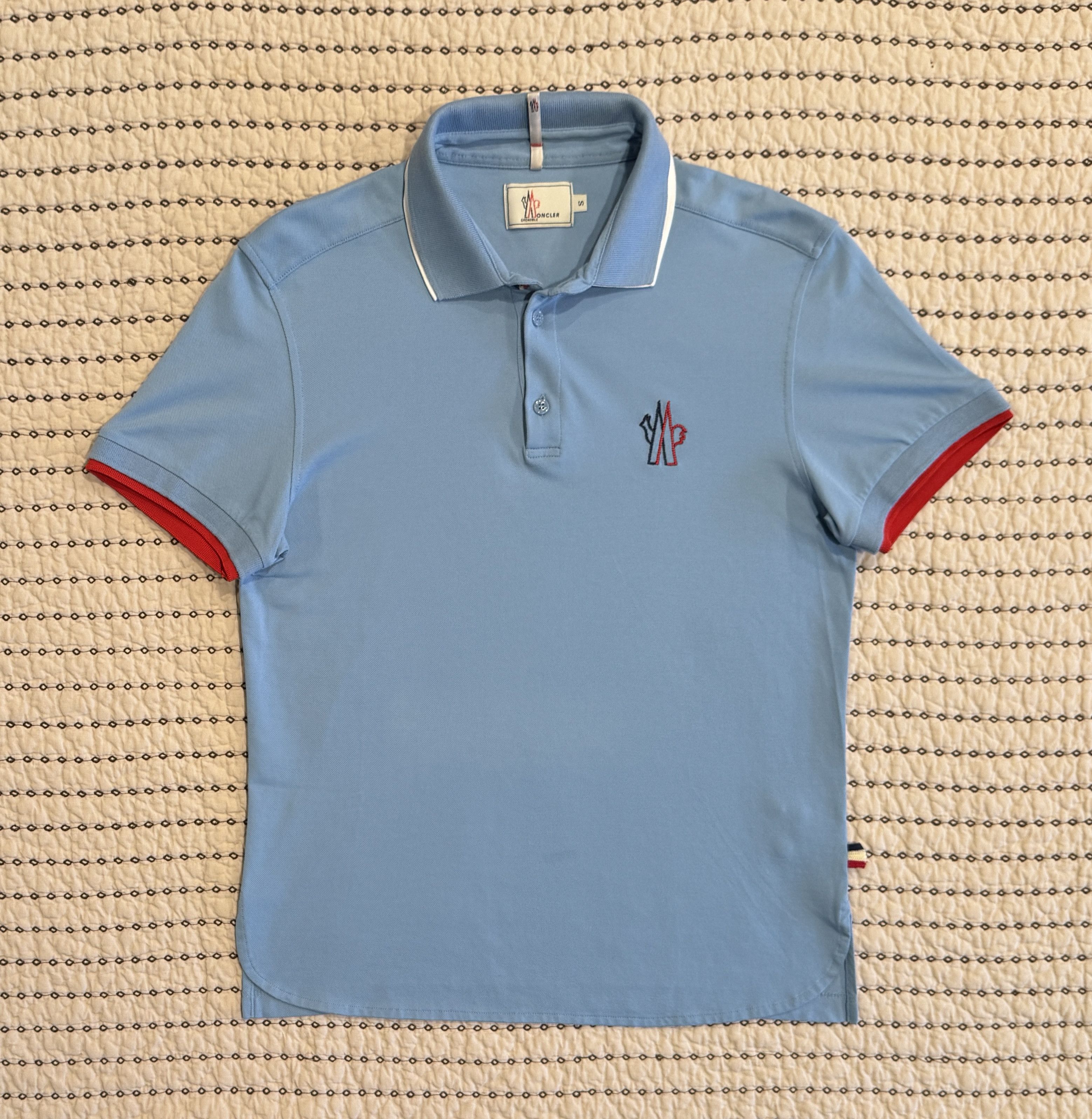 VINTAGE MONCLER POLO LIGHT BLUE SZ SMALL