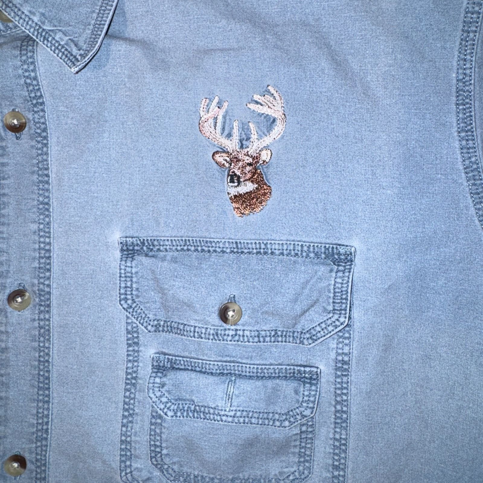 Redhead Vintage RedHead Denim Button Up Shirt XL Blue Deer Embroider Size US XL / EU 56 / 4 - 5 Thumbnail