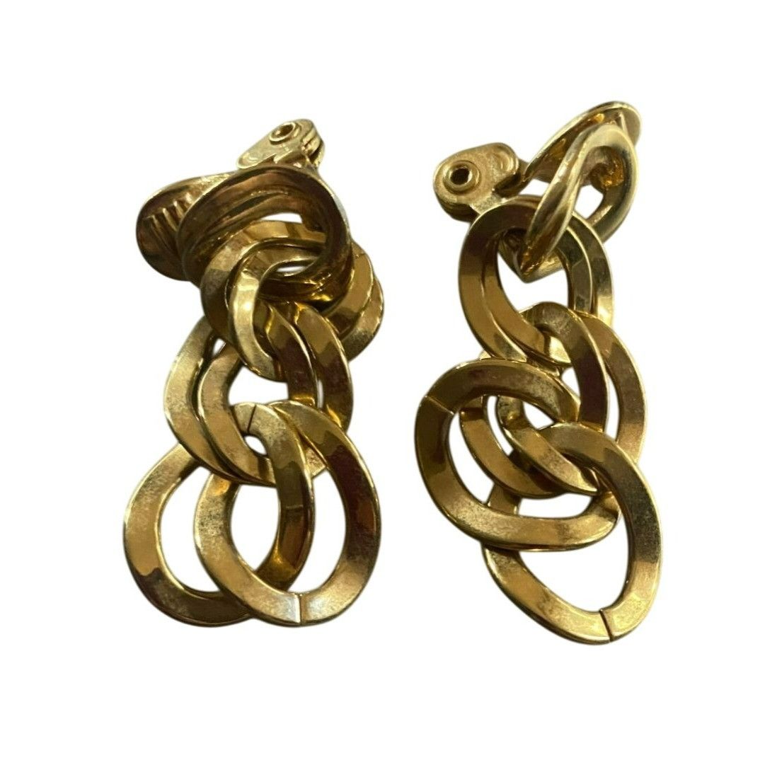 Monet Vintage Signed Monet Gold-Tone Interlocking Chain Clip-On Ea Size ONE SIZE - 1 Thumbnail