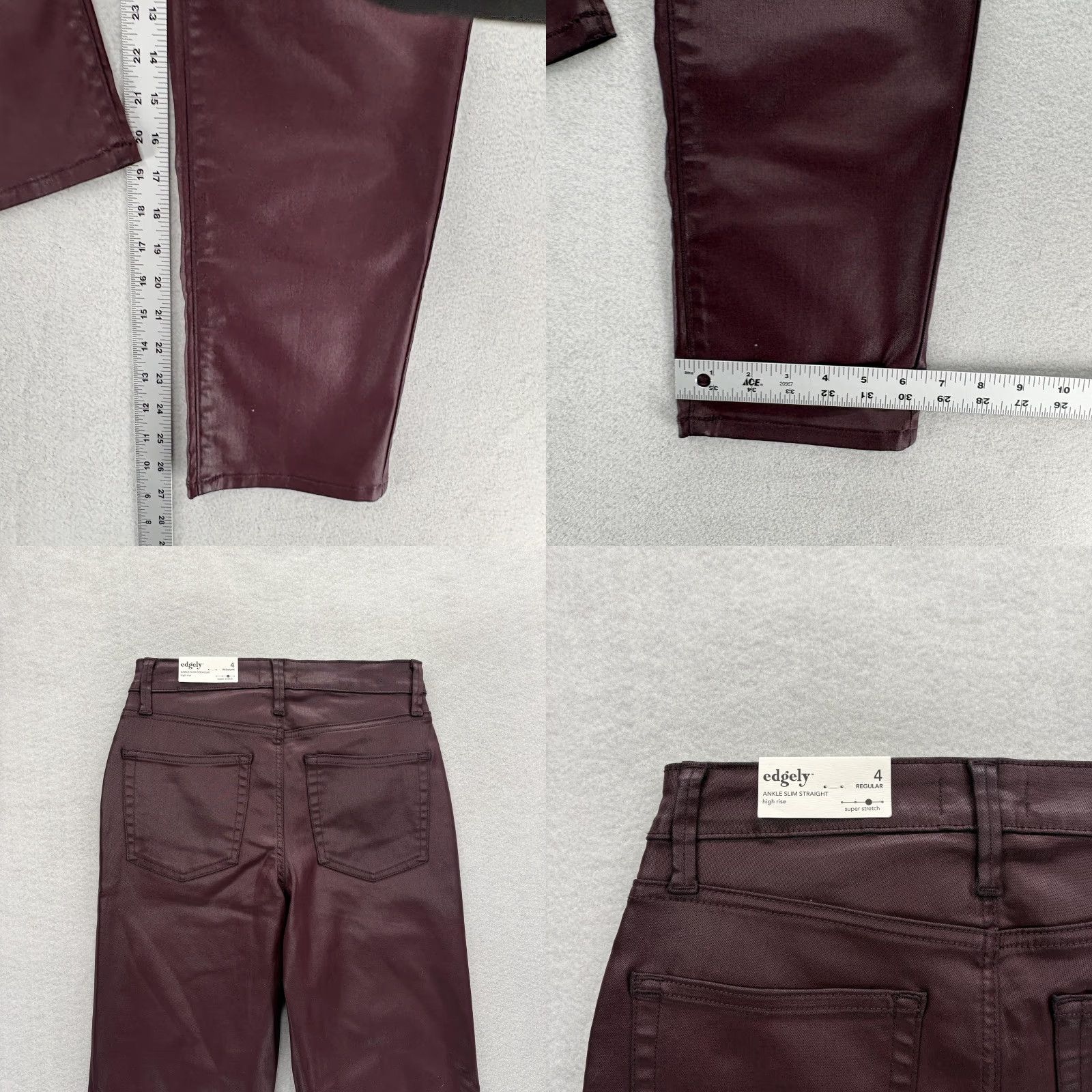 Vintage edgely Jeans Womens 4 Purple High Rise Ankle Slim Straight Super Stretch Coated Size 27" / US 4 / IT 40 - 8 Thumbnail
