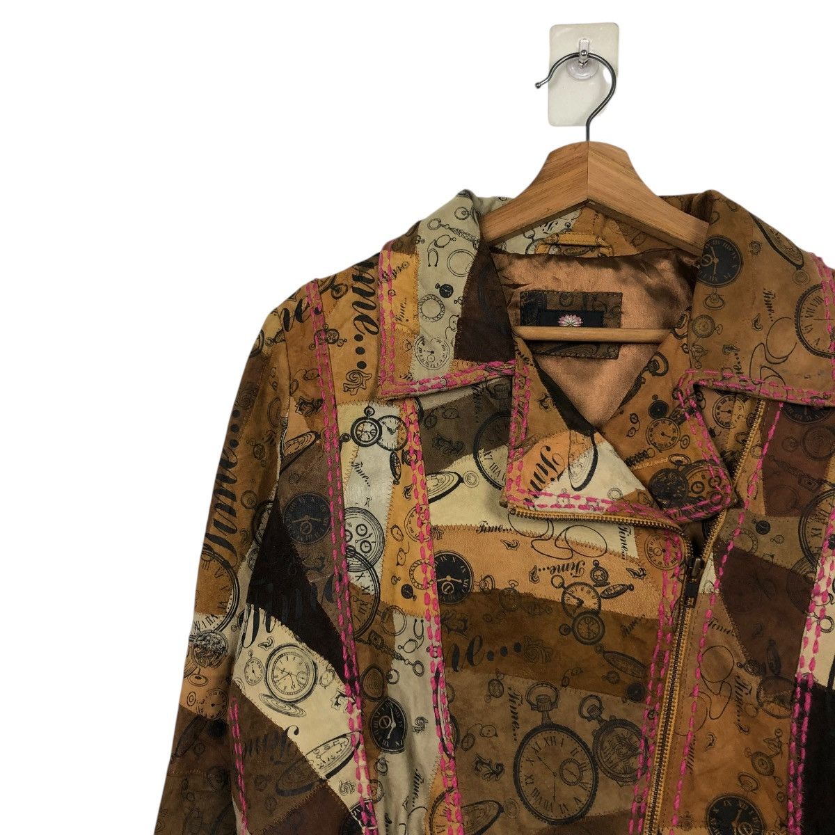 Japanese Brand 🔥VINTAGE LEATHER JACKET DOUBLE COLLAR FULL PRINT FLOWER Size S / US 4 / IT 40 - 7 Thumbnail