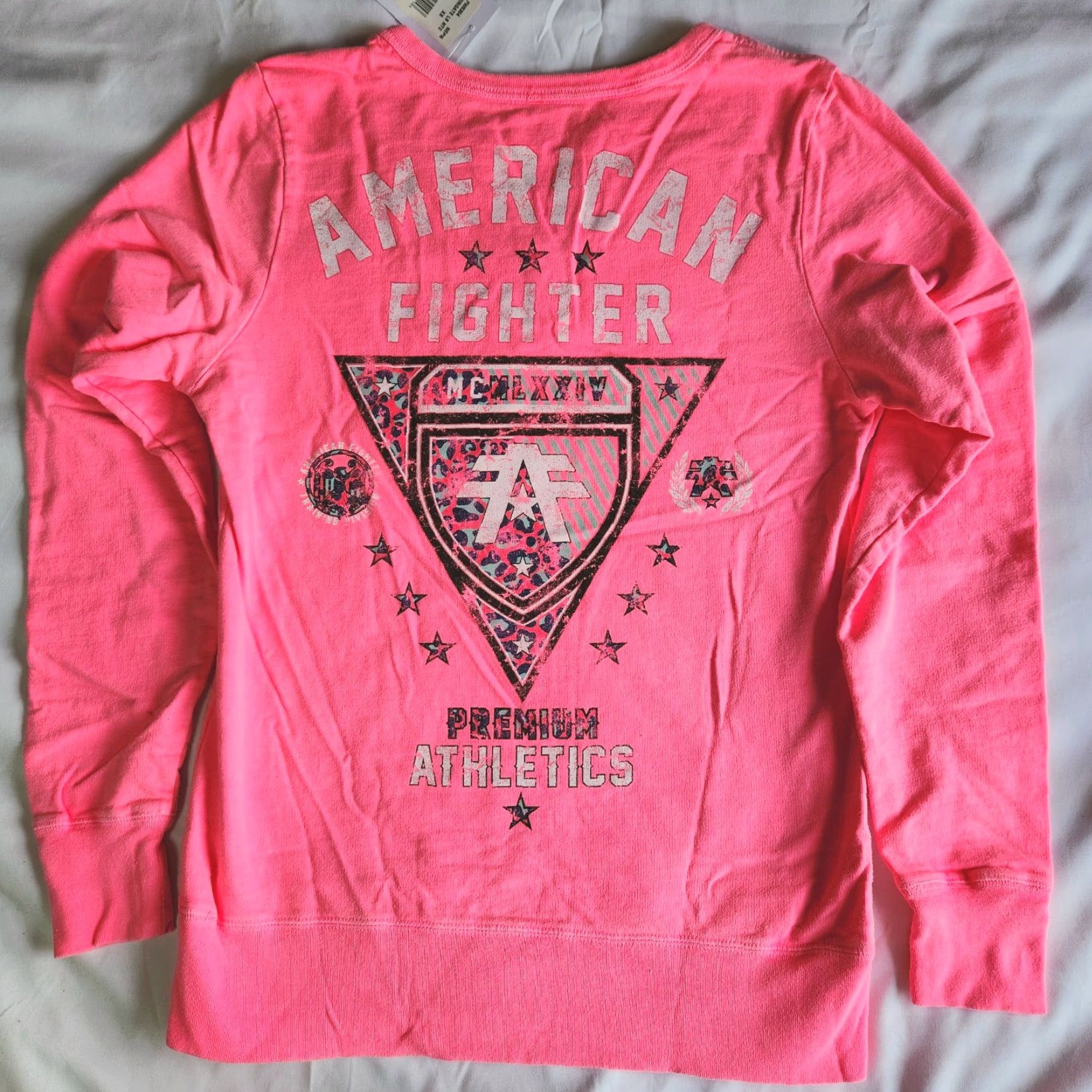 Vintage American Fighter Women's Pink XS Graphic Print Sweatshirt By Affliction Wingate Size XS / US 0-2 / IT 36-38 - 3 Thumbnail