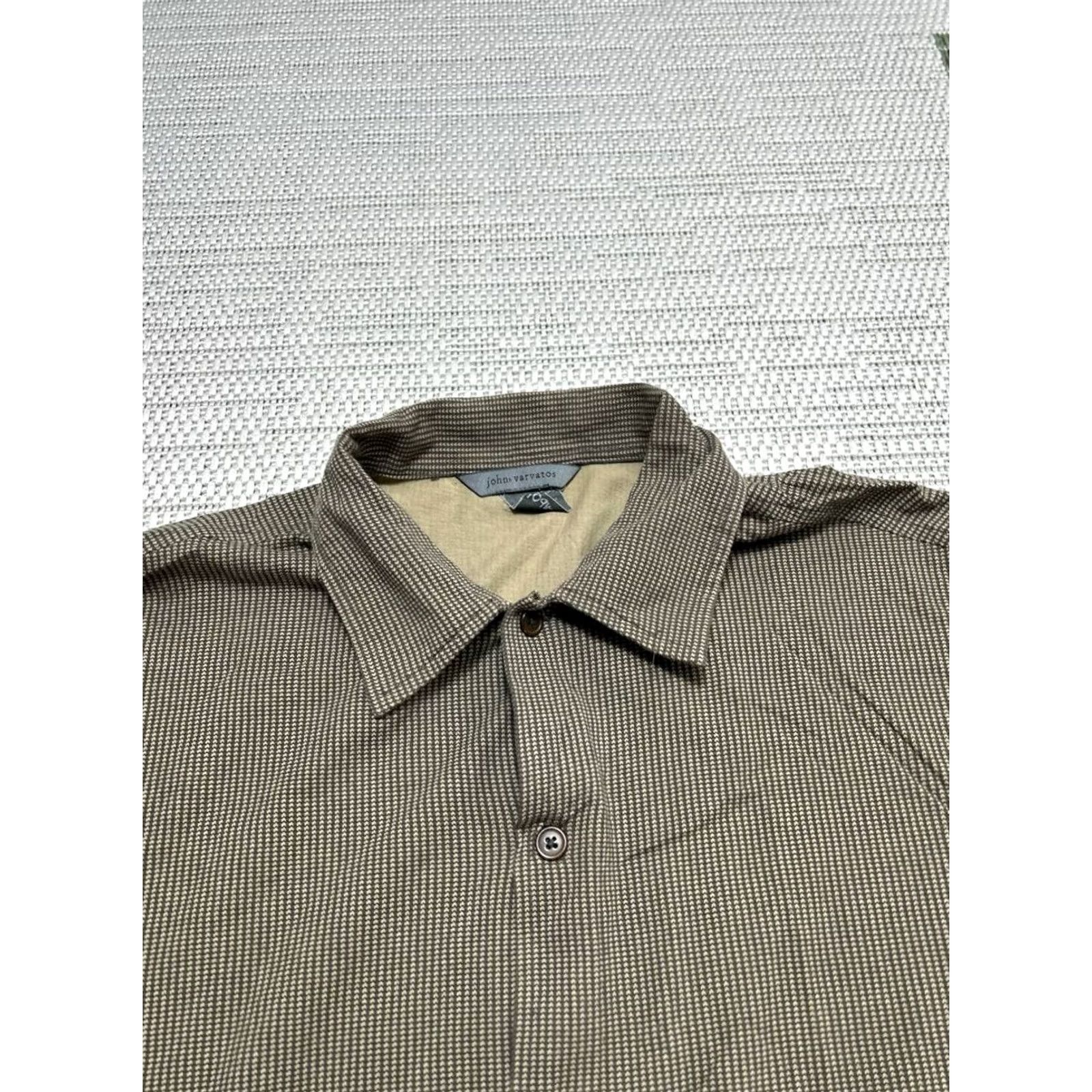 John Varvatos John Varvatos Shirt Men Medium Brown Striped Cotton Button-Up Size US M / EU 48-50 / 2 - 3 Thumbnail