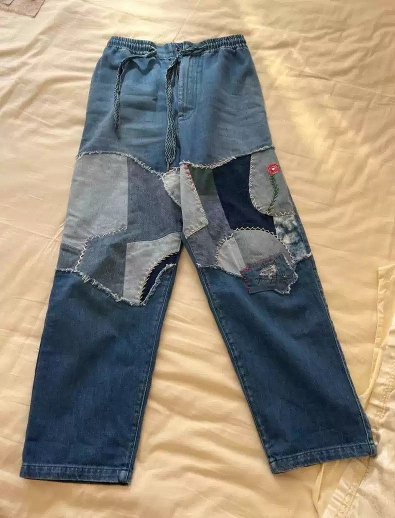 Kapital Fix pan patch loose embroidered jeans