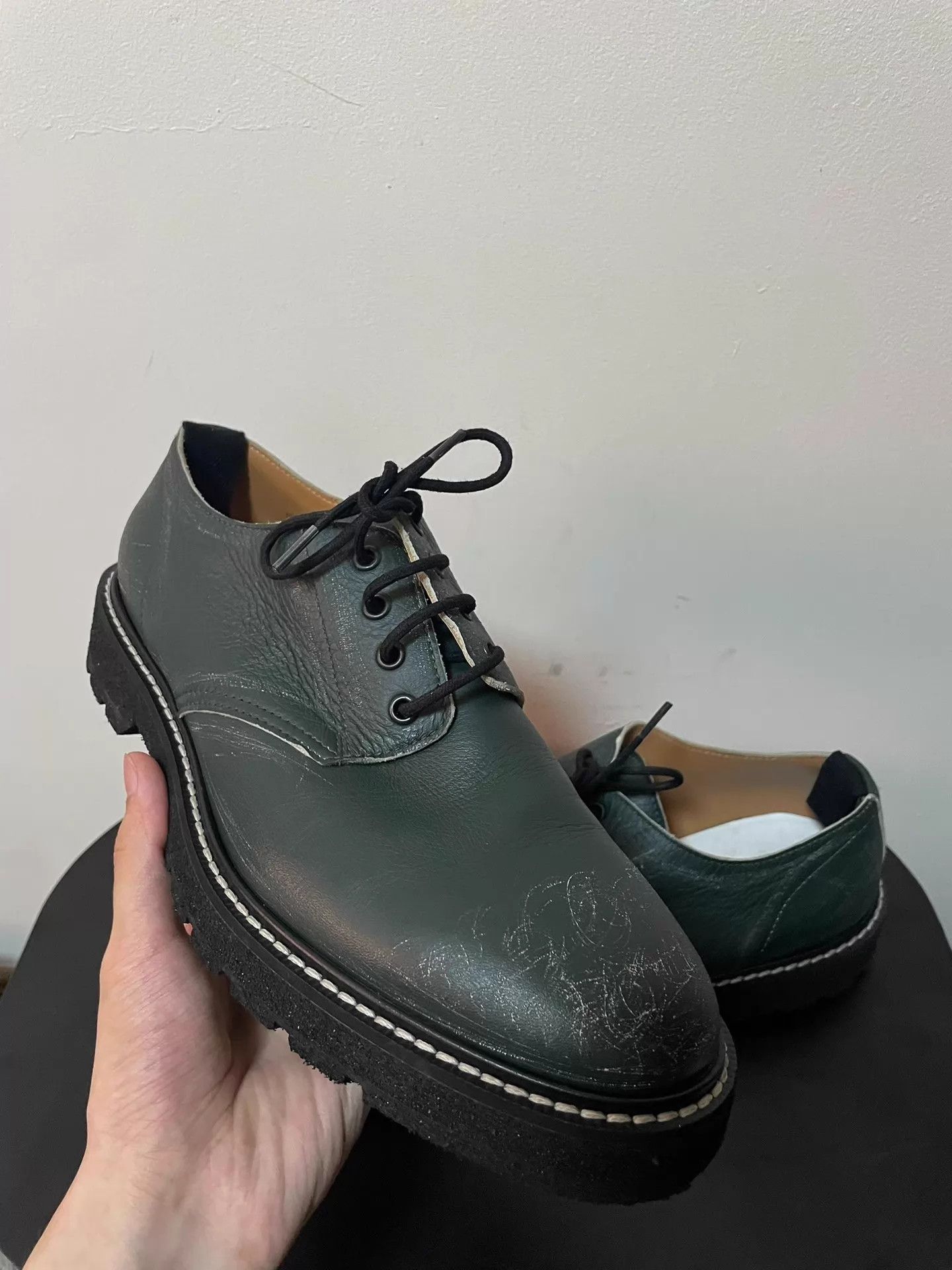 Maison Margiela Maison Margiela Vintage Dark Green Distressed Derby 43 Size US 10 / EU 43 - 4 Thumbnail