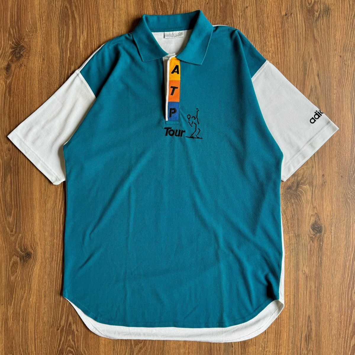 Adidas ADIDAS ATP TOUR Polo Shirt VTG 90s Short Sleeve Button Up Size US L / EU 52-54 / 3 - 1 Thumbnail