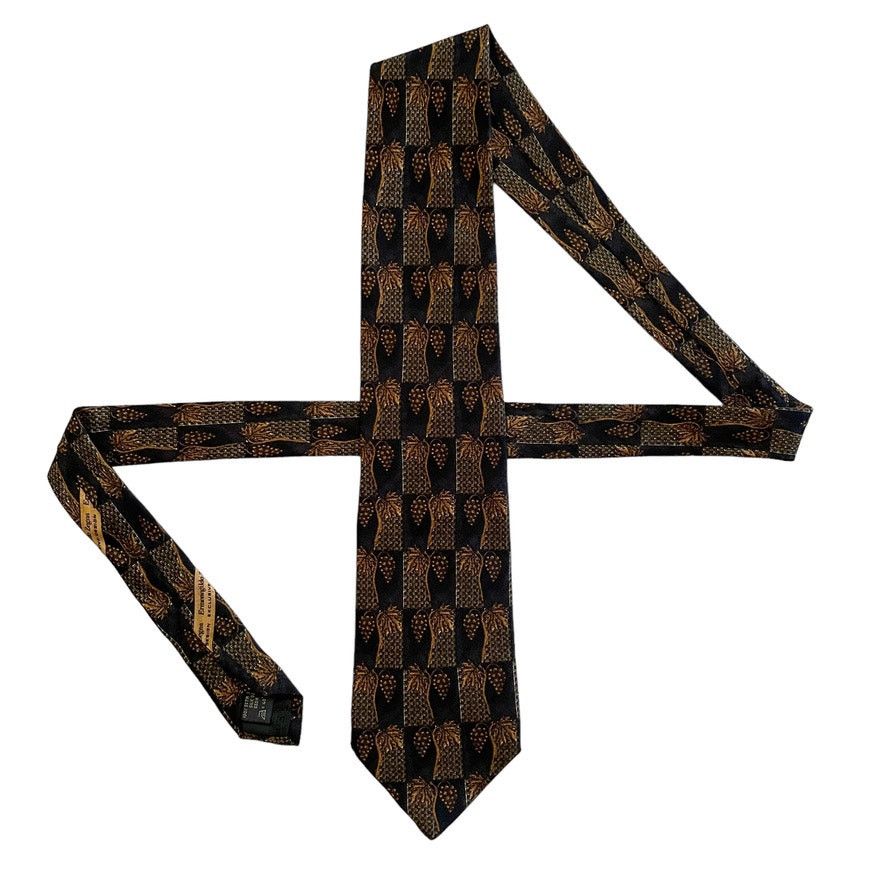 Ermenegildo Zegna Ermenegildo Zegna Exclusive Design Grape Leaf Silk Print Tie Size ONE SIZE - 3 Thumbnail