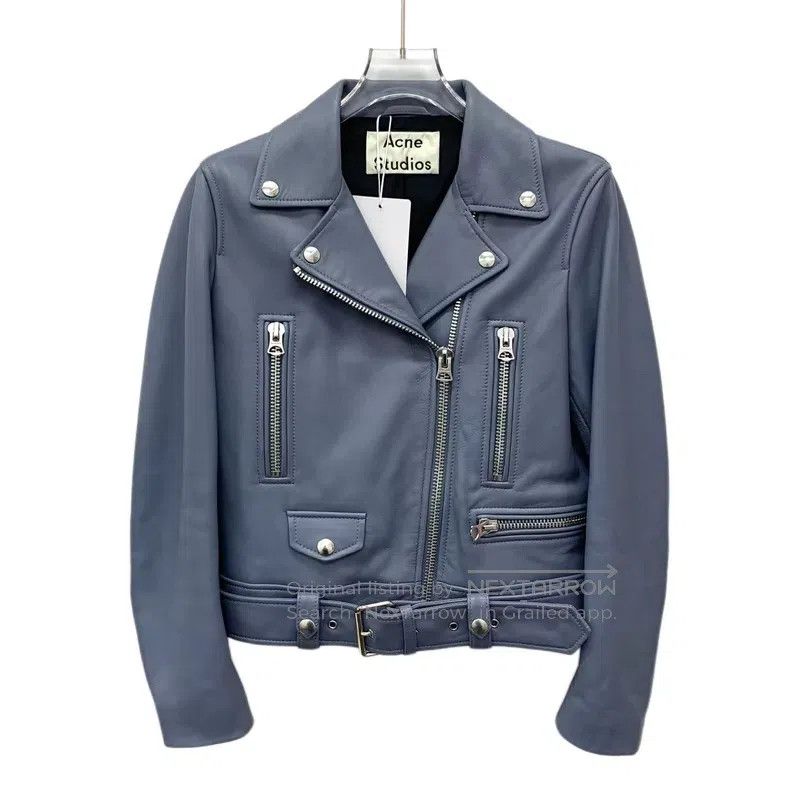 Acne Studios Acne Studios Blue sheepskin leather collar zip long sleeve Size XXS / US 00 / IT 34 - 1 Thumbnail