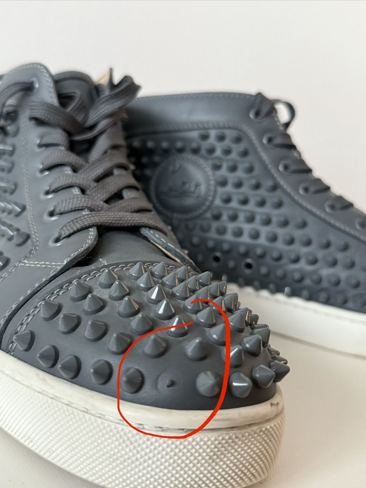 Christian Louboutin Christian Louboutin Grey Leather Louis Spikes High Top Size US 7.5 / EU 40-41 - 9 Thumbnail