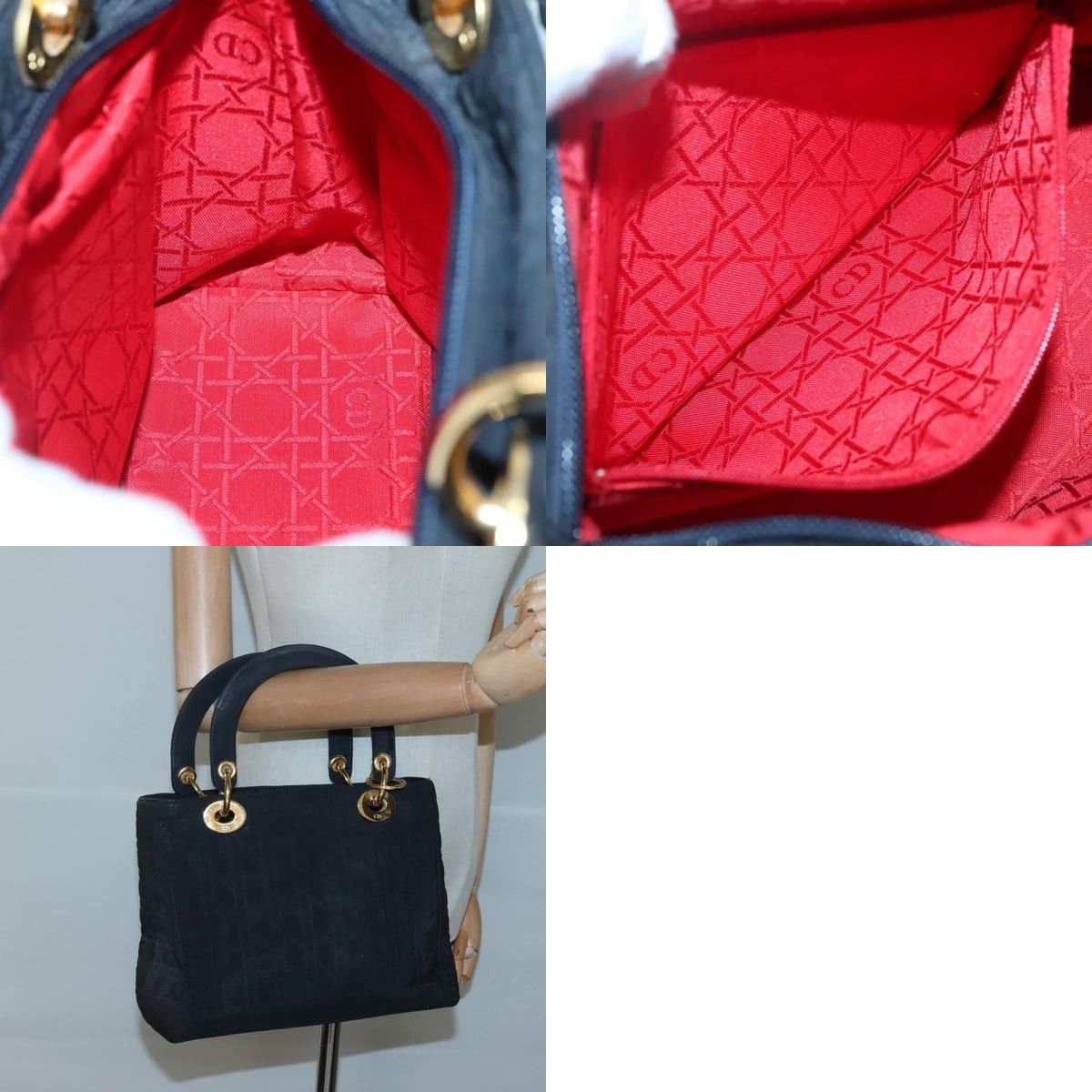 Dior DIOR Canage Hand Bag Nylon Navy Gold Size ONE SIZE - 12 Thumbnail