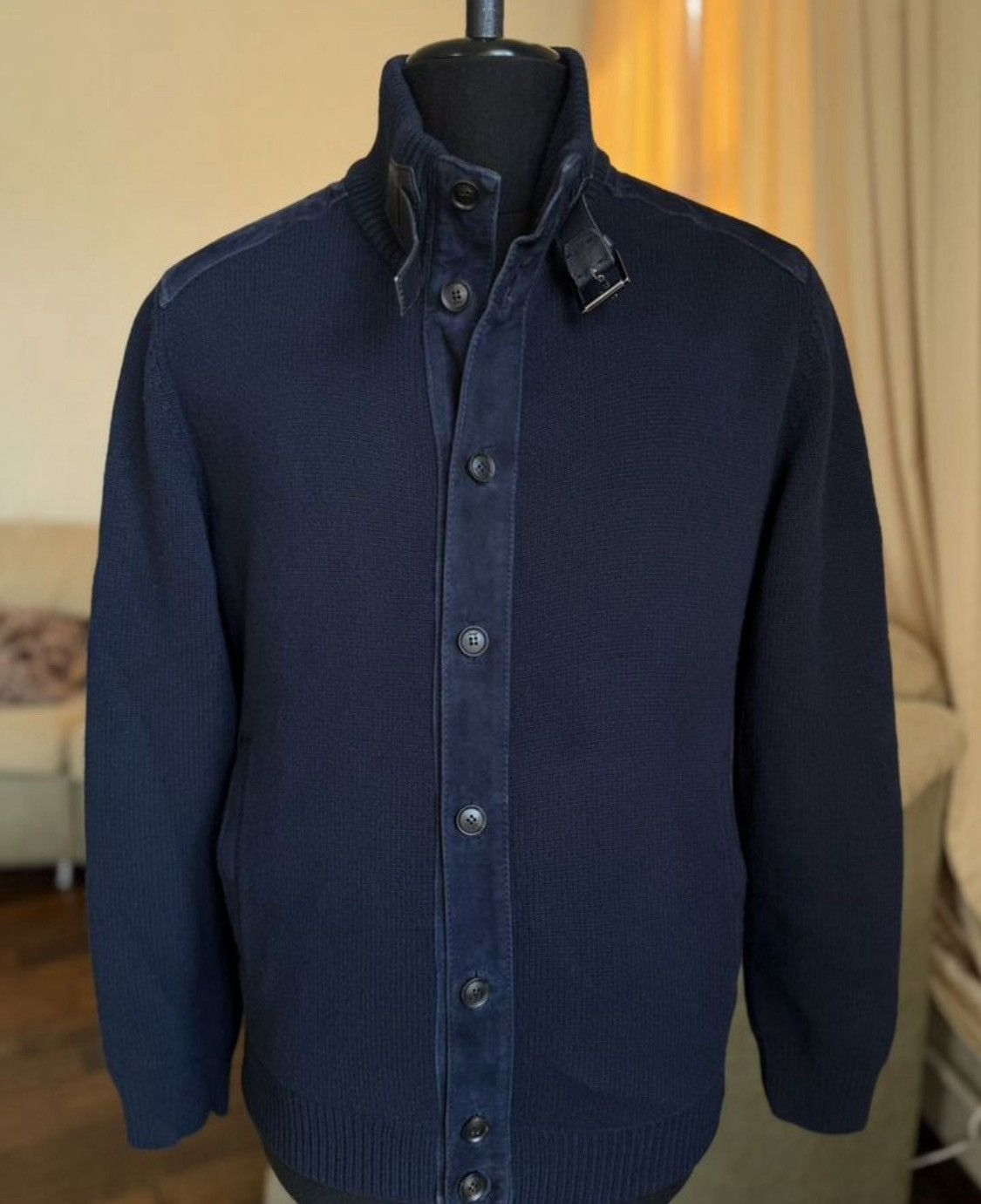 Brioni Brioni Cashmere Wool Leather Detail Cardigan Sweater Size US L / EU 52-54 / 3 - 1 Thumbnail