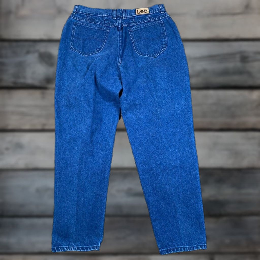 Lee VINTAGE Lee Jeans Women 18 Medium 32 x 27 Blue Denim High Waisted Tapered 5-Pocket 80s 90s Hipster Retro Womens Size 24" / US 00 / IT 34 - 1 Thumbnail