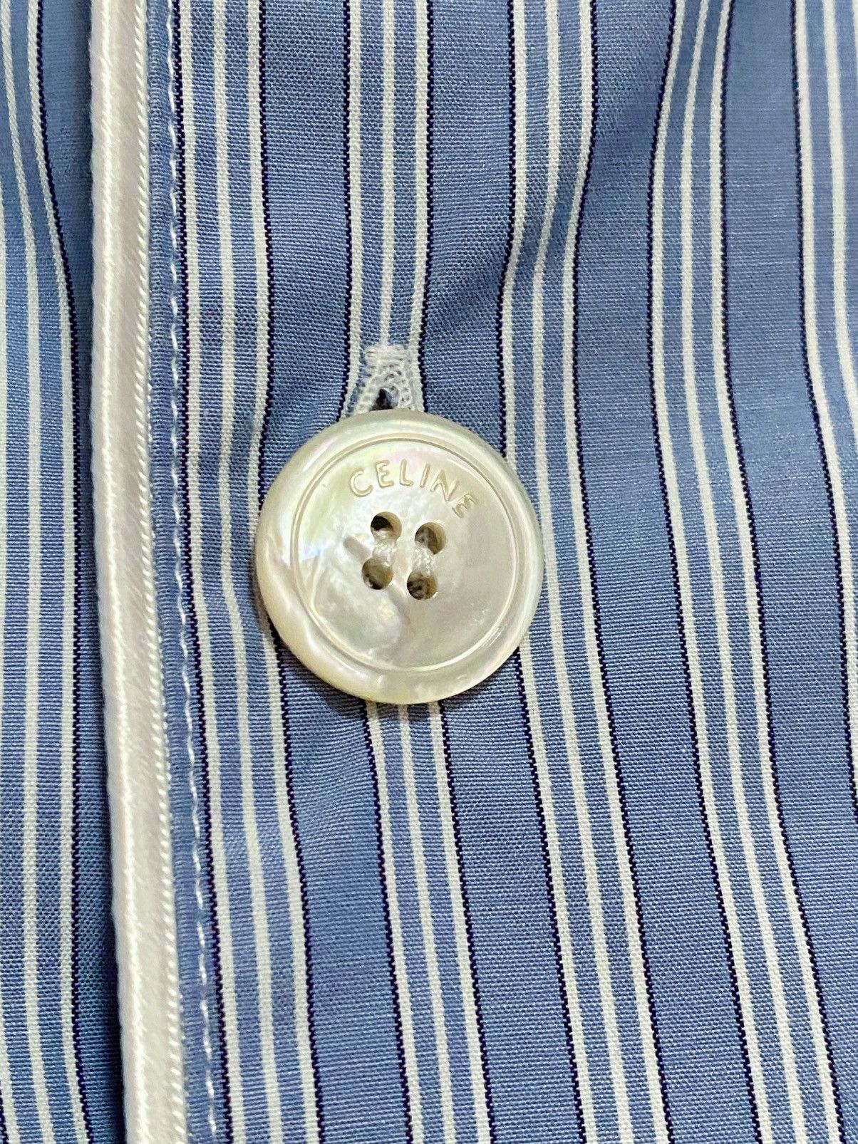 Celine Celine Logo-Embroidered Striped Shirt size 52/us size 42 Size US L / EU 52-54 / 3 - 7 Thumbnail