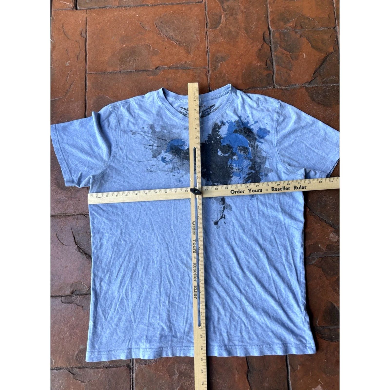 Express VINTAGE Express T-Shirt Skull Grunge Y2K Cyber Men Large Blue Cotton Crew Neck Short Sleeve Size US L / EU 52-54 / 3 - 6 Thumbnail