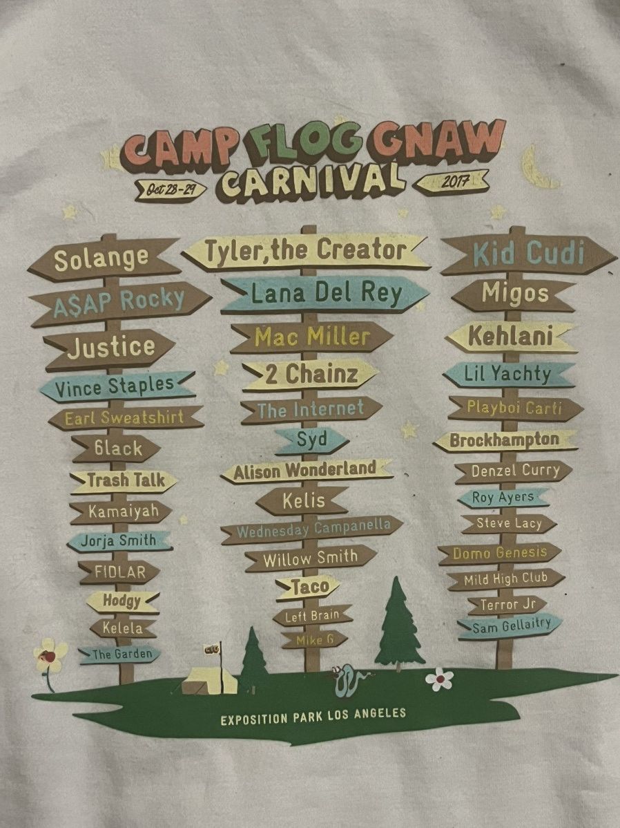 image of Golf Wang x Tyler The Creator Camp Flog Gnaw 2017 Lineup Mediim Hoodie in White, Men's (Size Medium