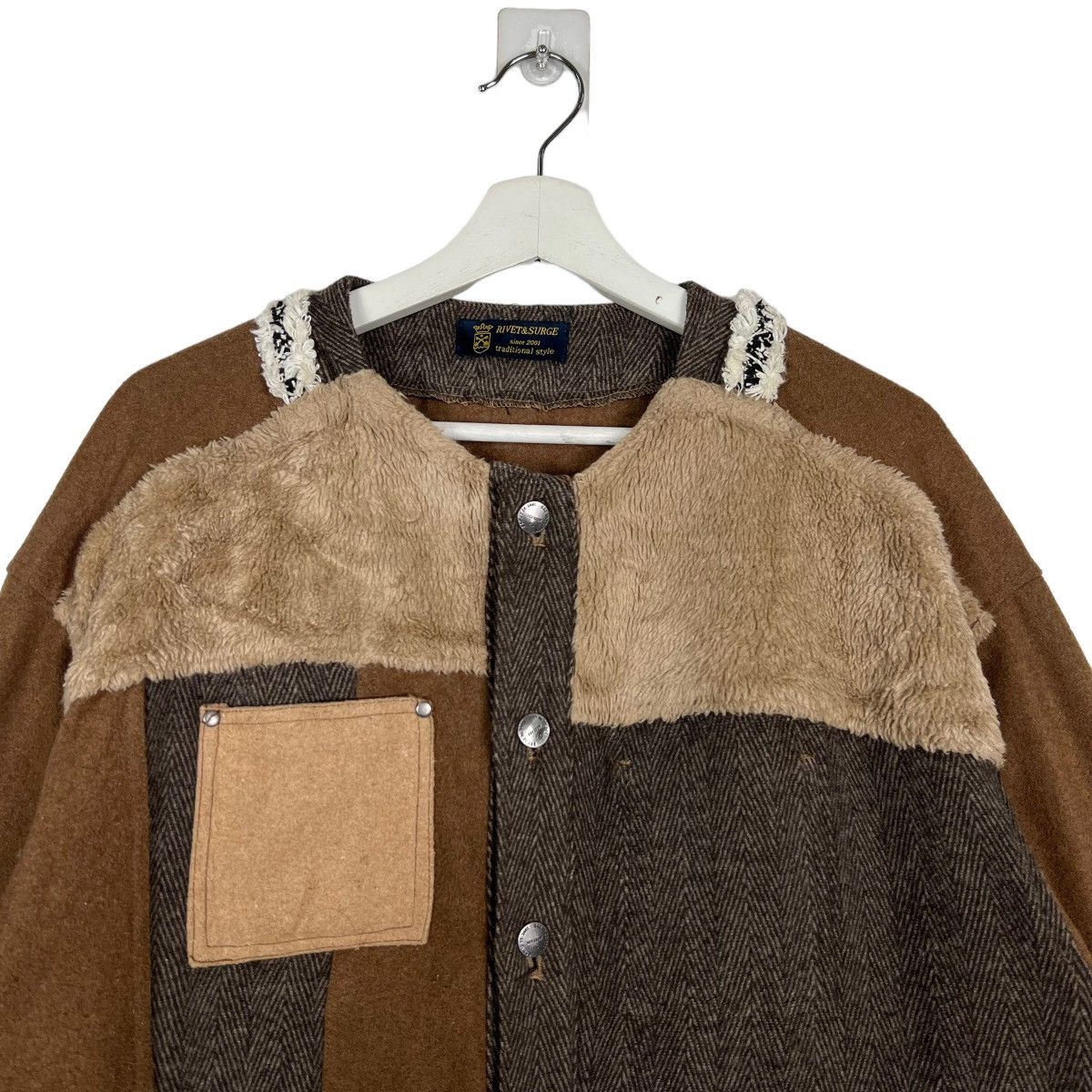 Japanese Brand 🔥 RIVET & SURGE PATCHWORK LESS COLAR Size US M / EU 48-50 / 2 - 3 Thumbnail