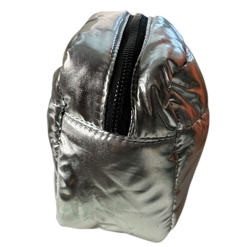 Moncler Moncler Quilted Metallic Silver Pouch Cosmetic Travel Case Size ONE SIZE - 4 Thumbnail