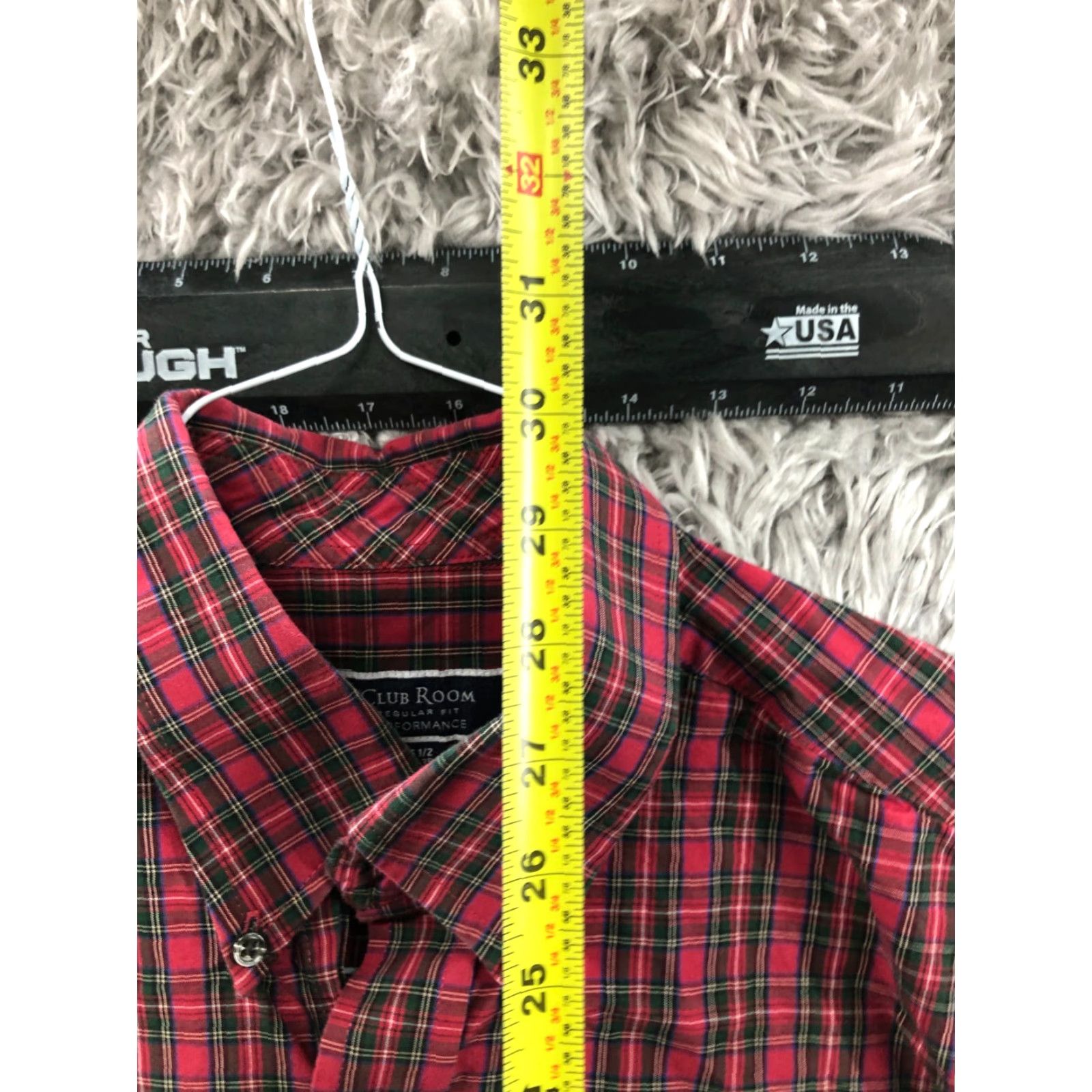 Club Room Club Room Shirt Mens Size 16.5 Red Plaid Long Sleeve Button Down Collar Size US XL / EU 56 / 4 - 5 Thumbnail