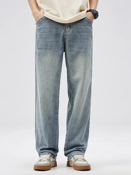Japanese Brand VIBE American high street washed trendy light blue jeans Size US 32 / EU 48 - 1 Thumbnail