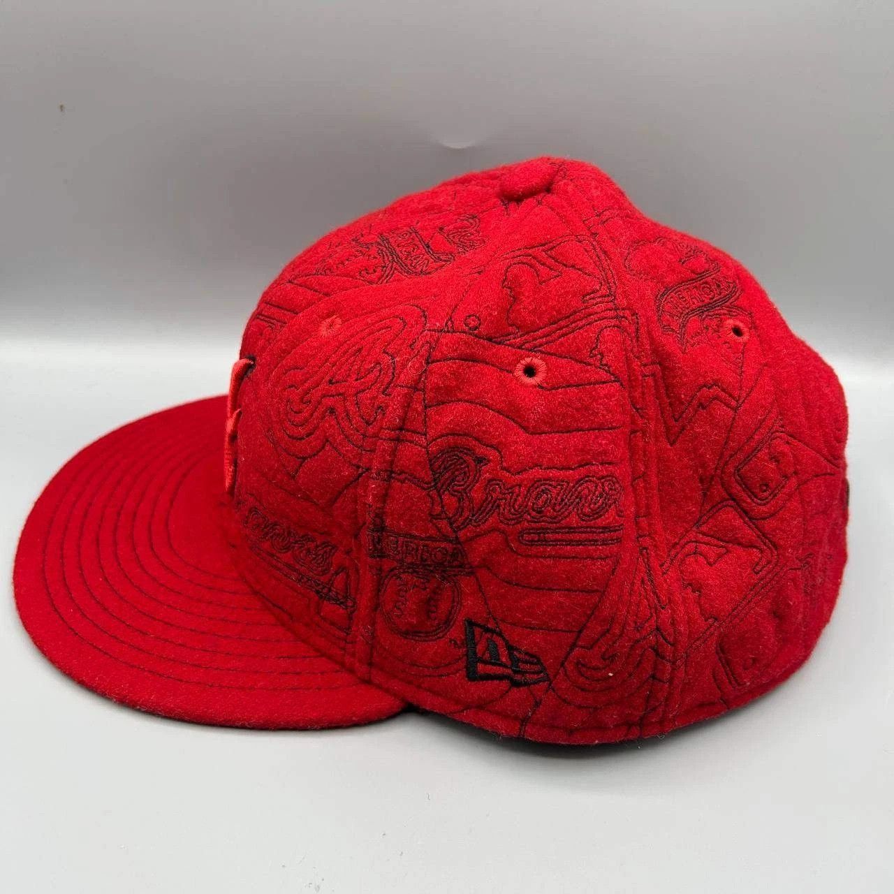 New Era Atlanta Braves Hat Men 8 Red Embroidered Fitted Cap Size ONE SIZE - 8 Thumbnail