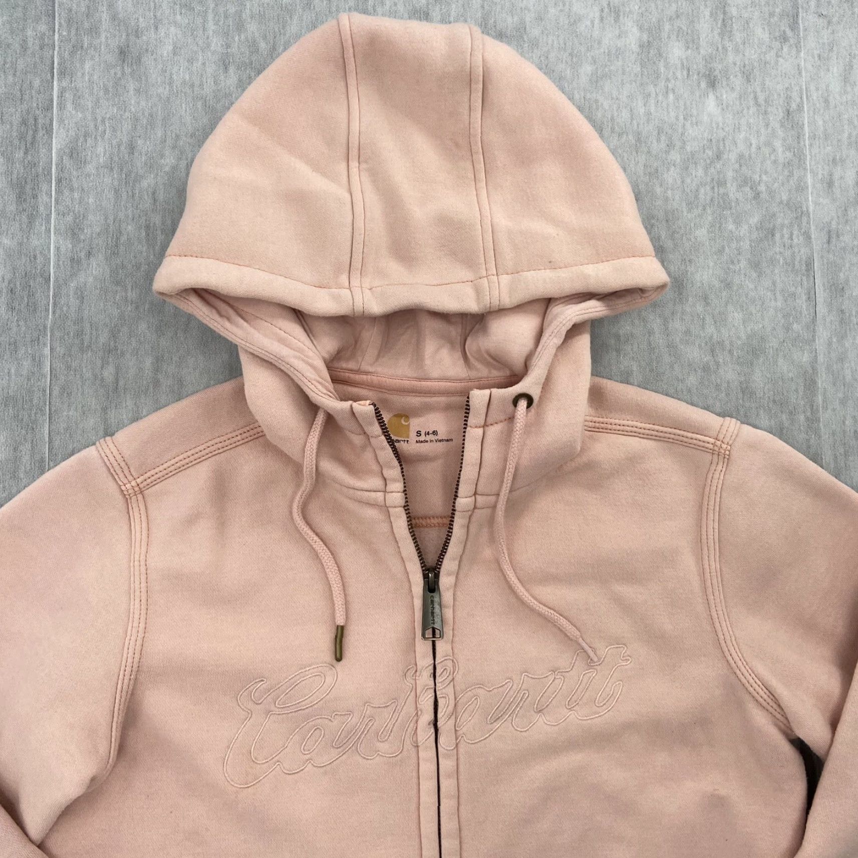 Carhartt CARHARTT Hoodie Womens Small Pink Full Zip Sweatshirt Logo Activewear 4-6 Size S / US 4 / IT 40 - 4 Thumbnail