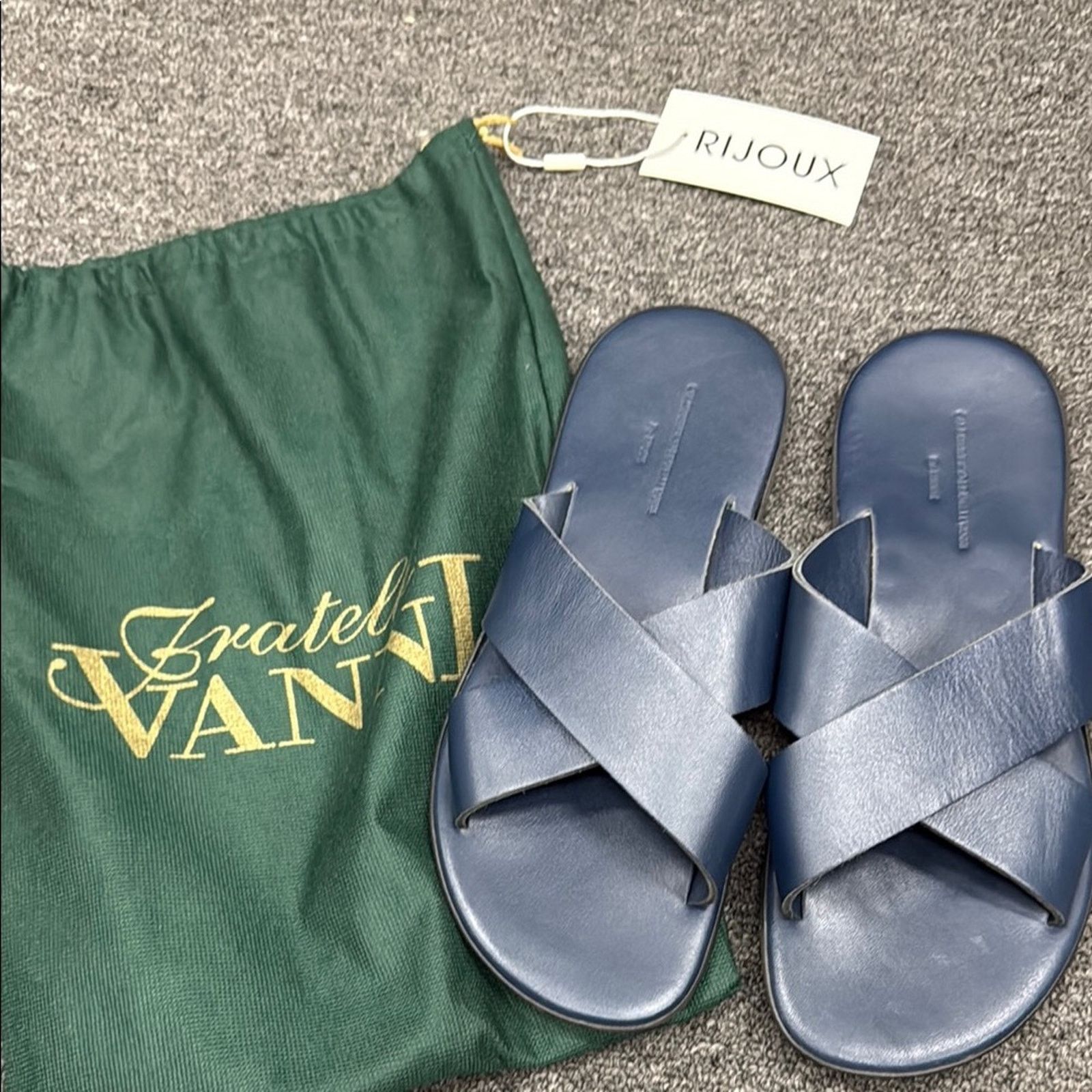 Other NWT Fratelli vanni for rijoux leather Blue Sandals 9 EU 42 Size US 9 / IT 39 - 1 Thumbnail