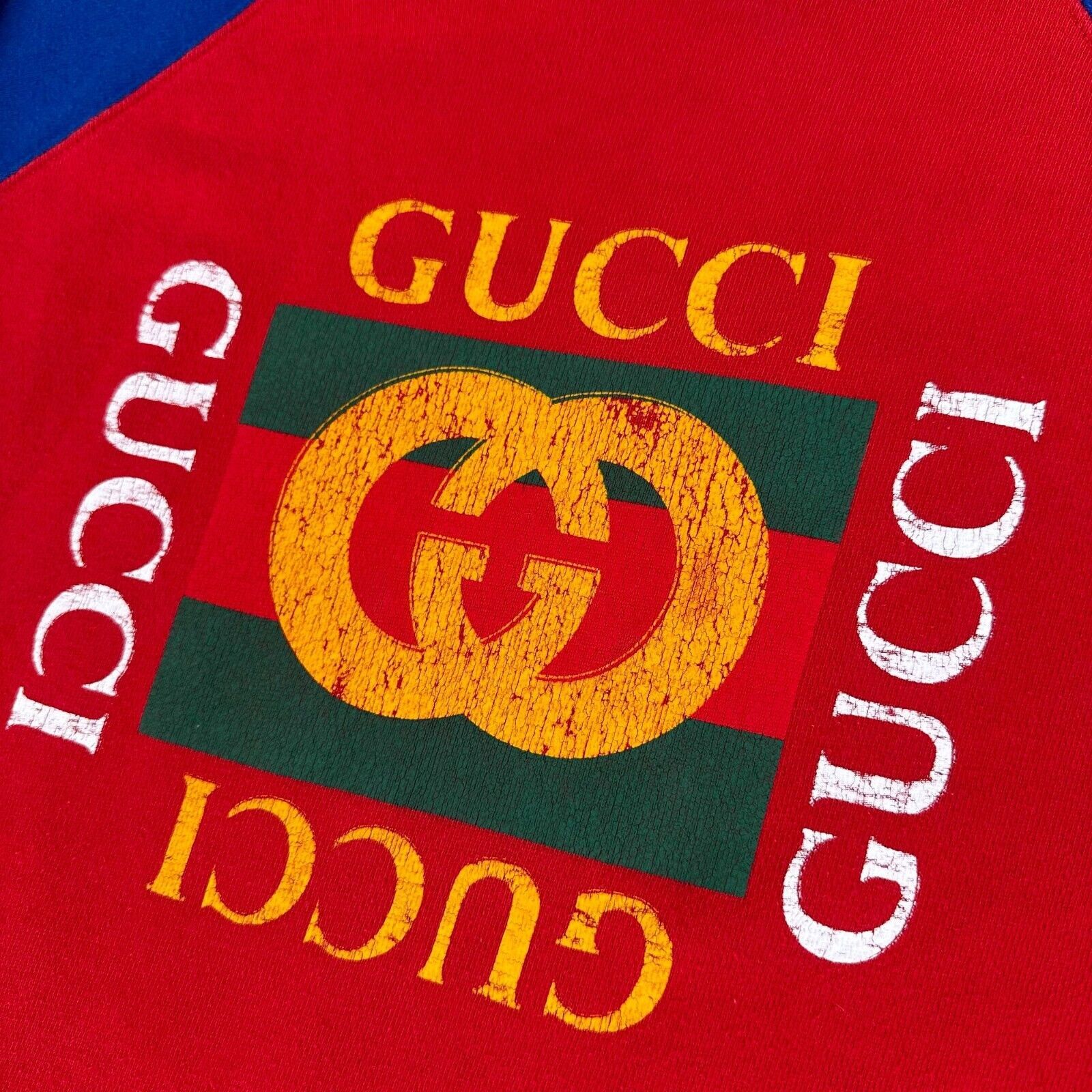 Gucci Gucci Size S Sweatshirt Red Blue Cotton Jersey Logo Print Size US S / EU 44-46 / 1 - 7 Thumbnail