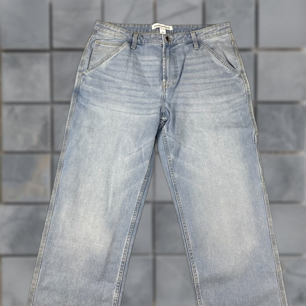 Essentials Amazon Jeans Mens 34X30 Blue Slim Straight 5-Pocket Design Denim Cotton Blend Stretch D Size US 34 / EU 50 - 1 Thumbnail