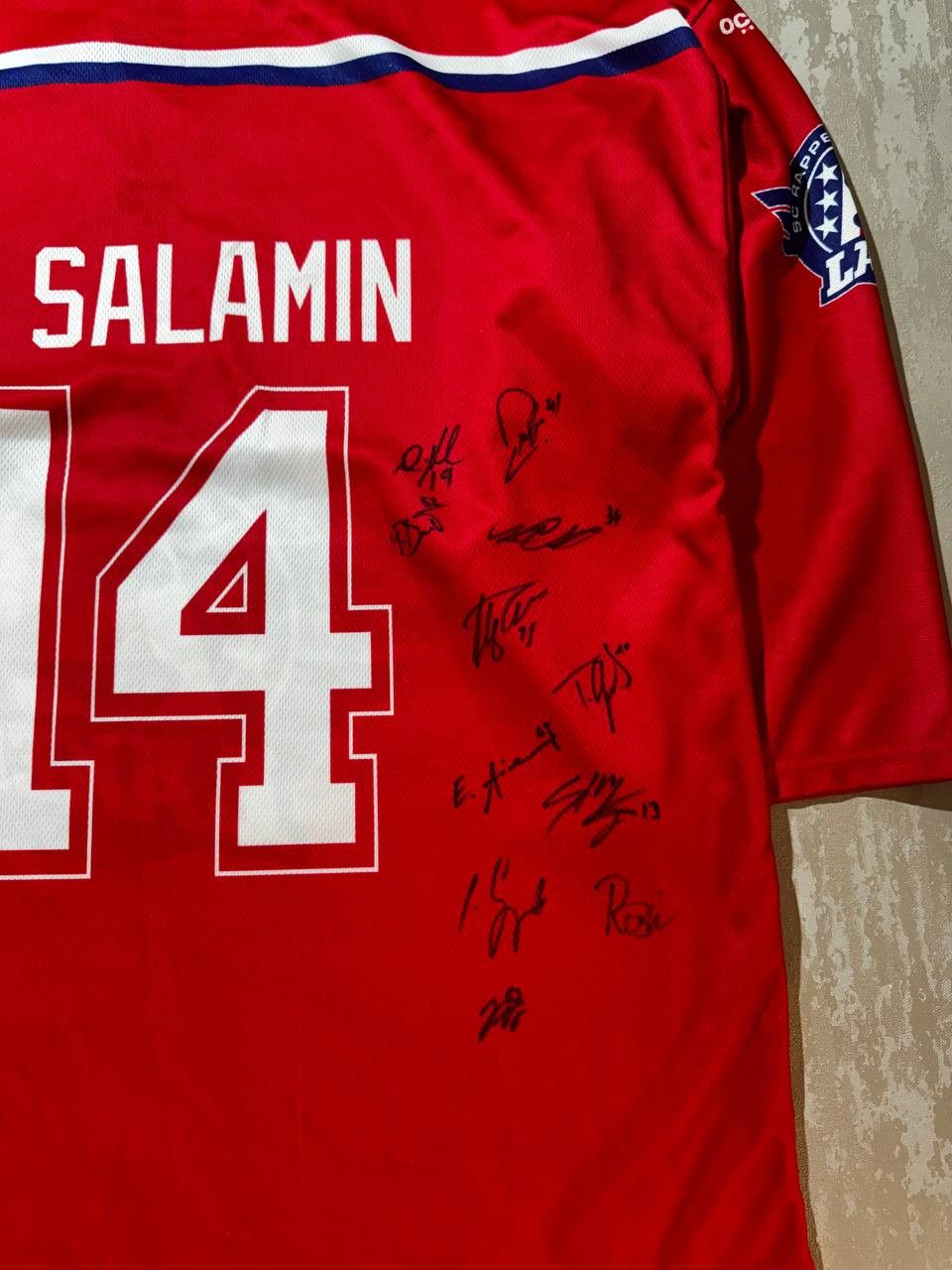 NHL SIGNED Rapperswil Lakers #14 SALAMIN Heim Hockey jersey XL Size US XL / EU 56 / 4 - 8 Thumbnail