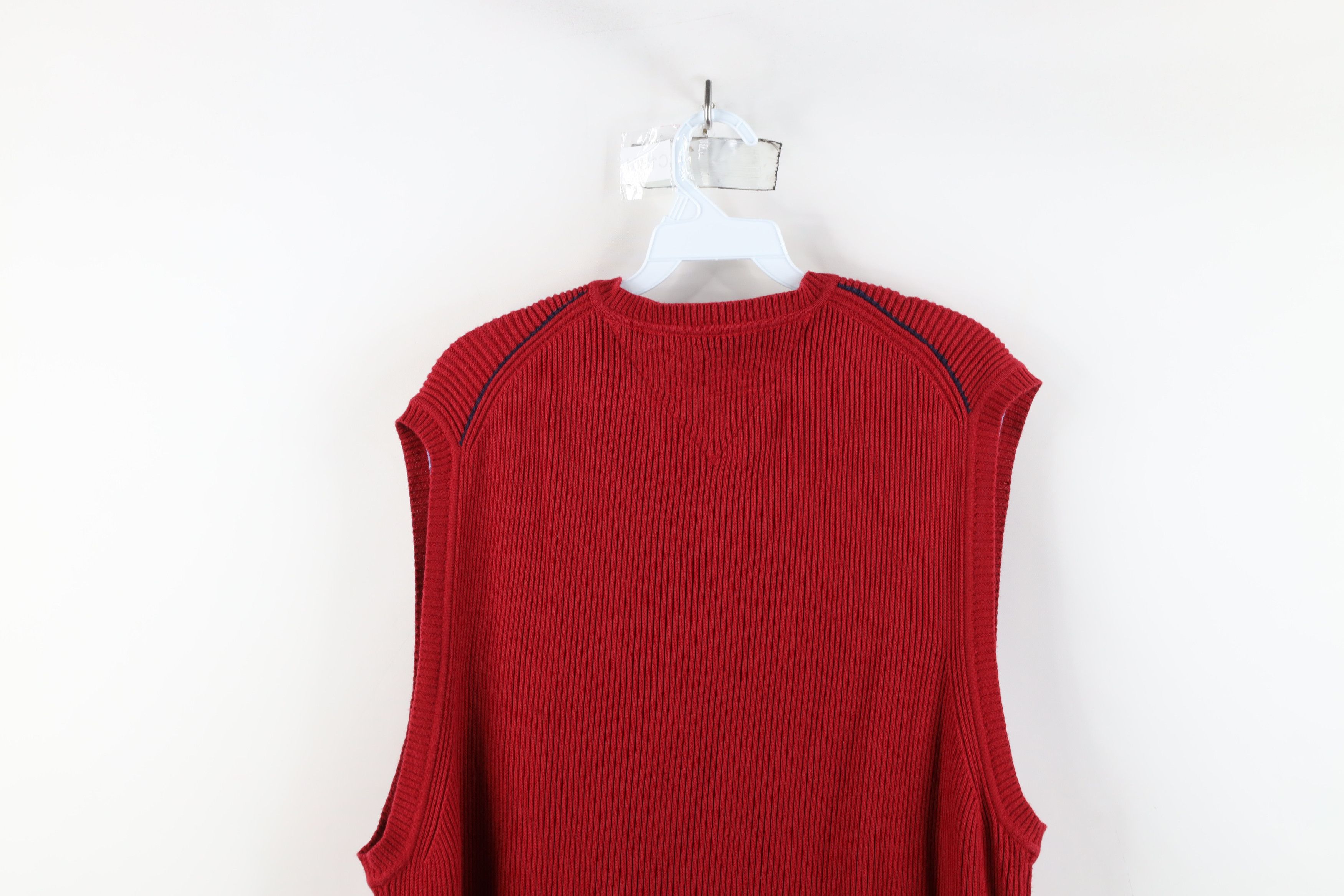 Tommy Hilfiger × Vintage Vintage 90s Tommy Hilfiger Cotton Ribbed Knit Sweater Vest Size US XL / EU 56 / 4 - 11 Thumbnail