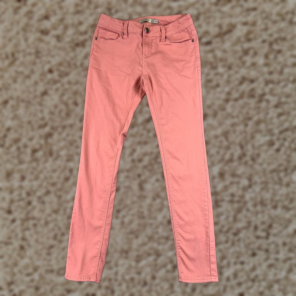 Vintage IRIS Jeans Pants Womens Pink Denim Straight 24x27 Low Rise 7 Regular Cotton Blend 5-Pocket Design Distressed Embroidered Zipper Button Men/Women Size 28" / US 6 / IT 42 - 1 Thumbnail