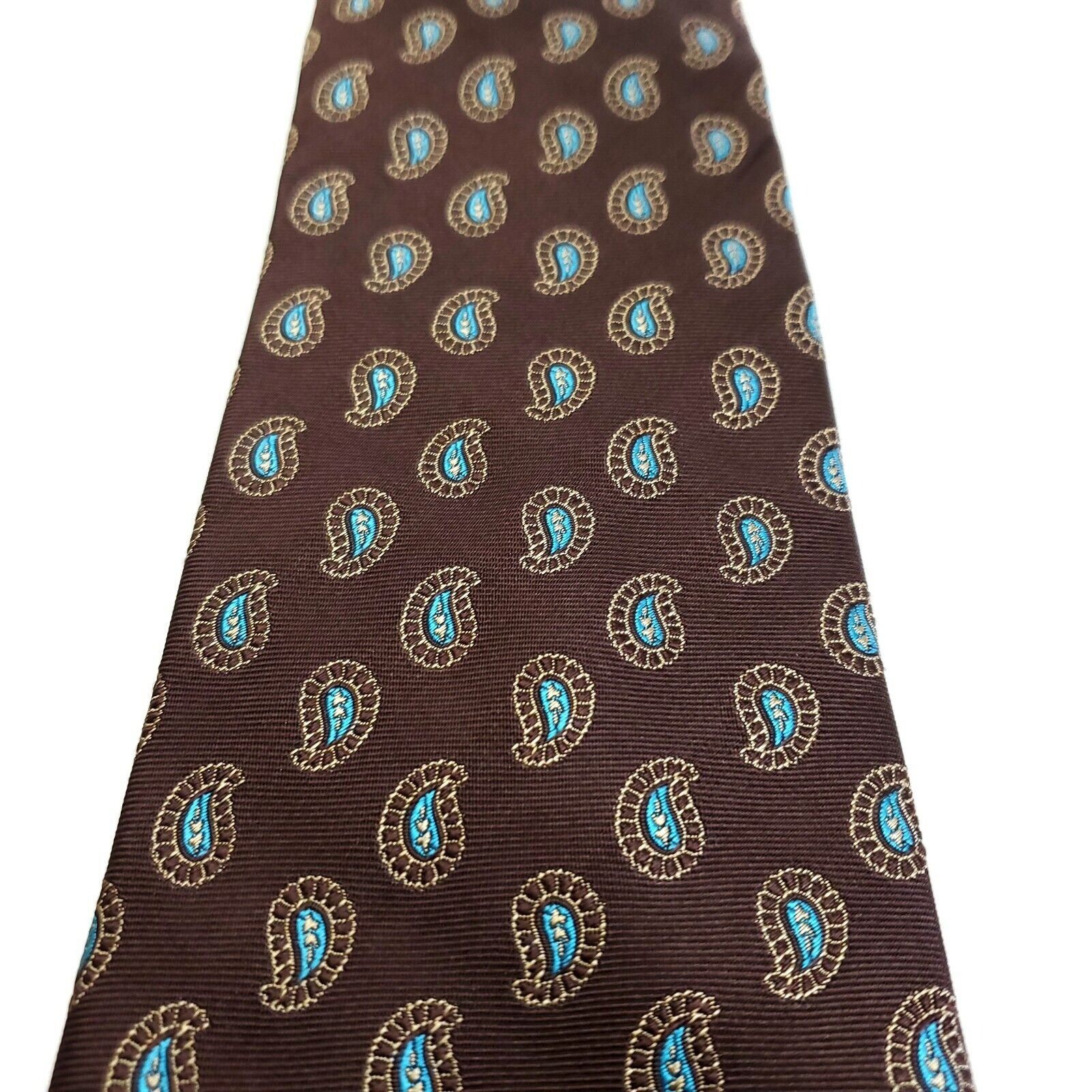 Paul Fredrick Paul Fredrick Brown Paisley Geometric Silk Tie Long Size ONE SIZE - 2 Thumbnail